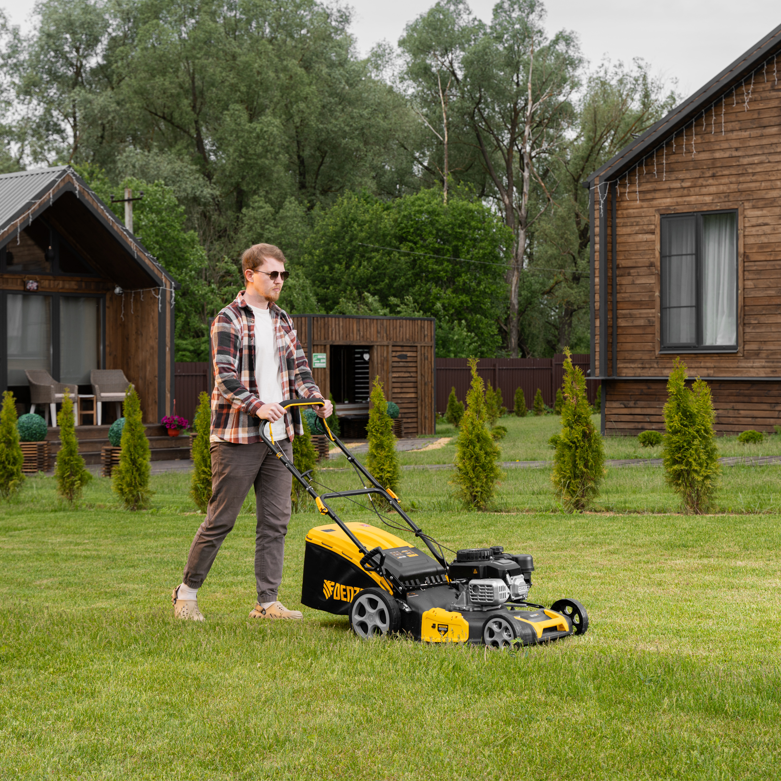 Газонокосилка бензиновая GLR-510SP-ZS, 171 см3, ширина 51 см, привод, травосборник 65 л Denzel