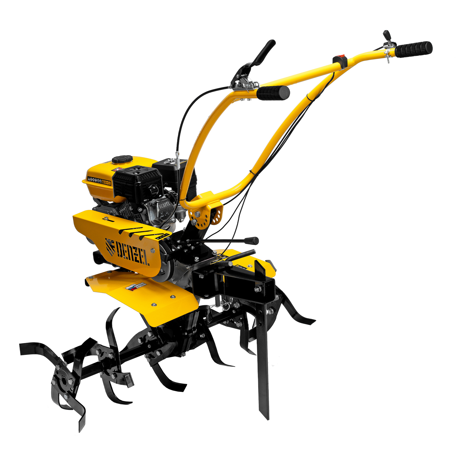 Мотоблок DPT-170SB, 7 л.с., ремен.сцеп, фрез 3х4, ШОМ, без колес, передачи 2В/1Н Denzel