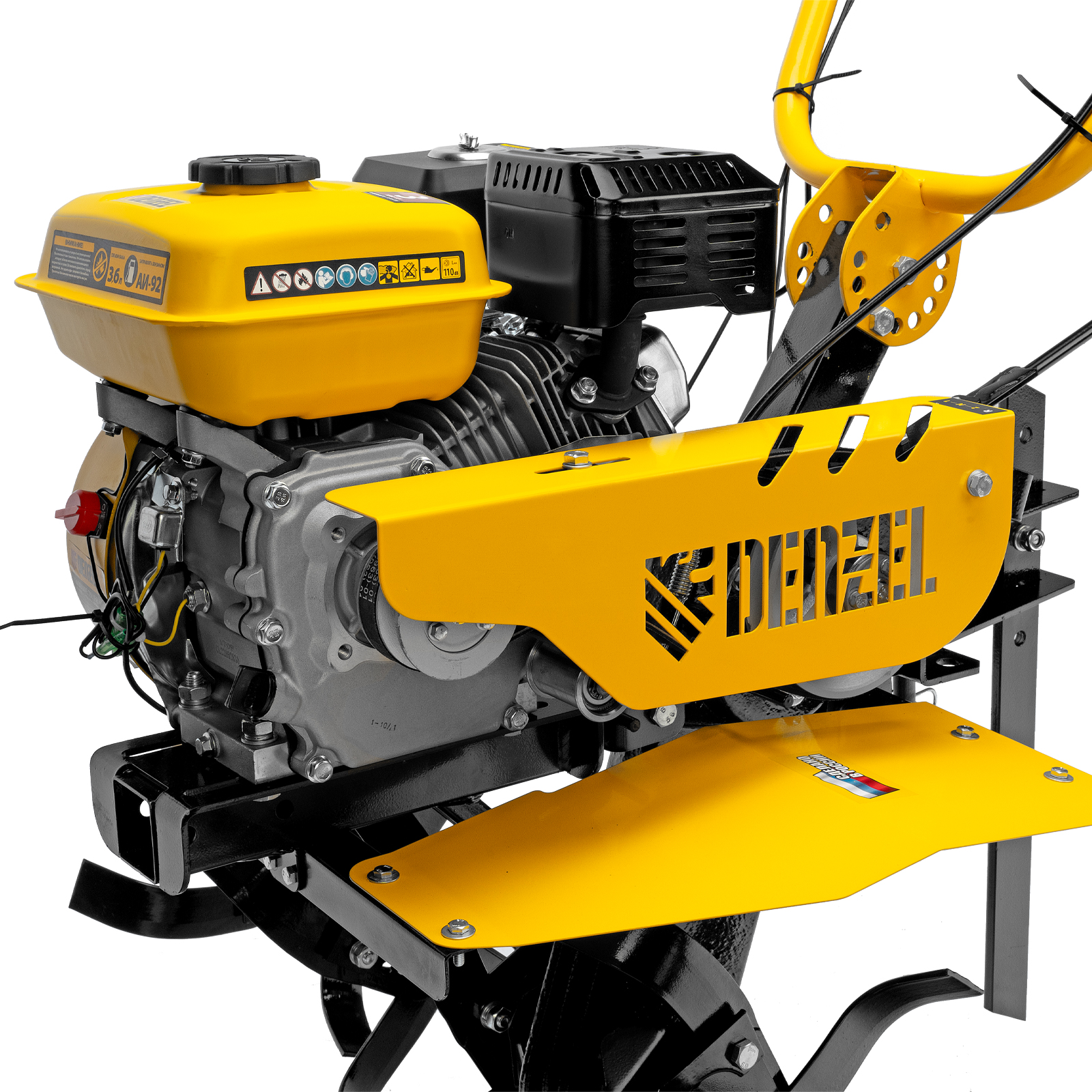 Мотоблок DPT-270SB, 7 л.с., ремен.сцеп, фрез 3х4, ШОМ, без колес, передачи 2В/1Н Denzel