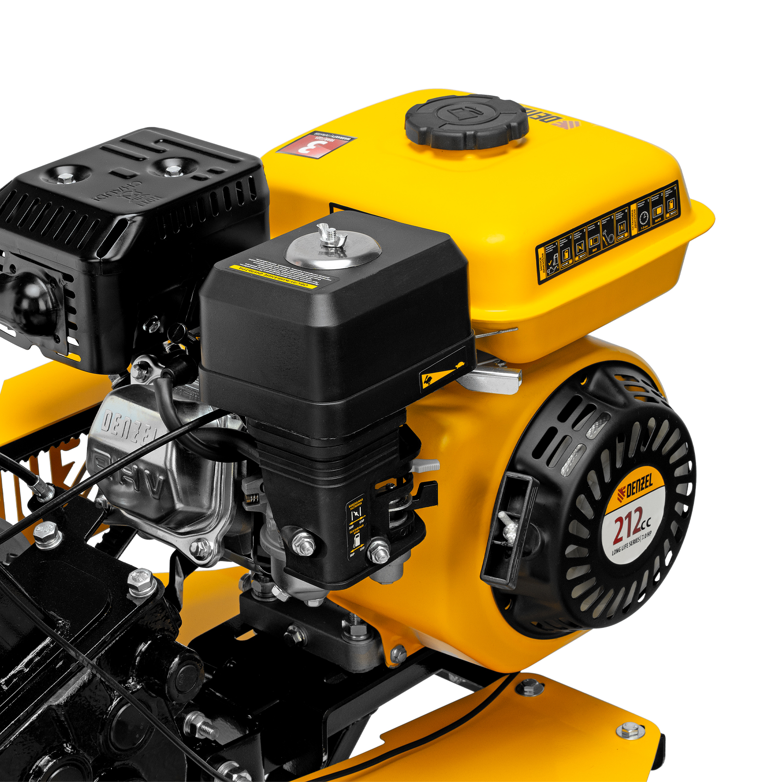 Мотоблок DPT-270SB, 7 л.с., ремен.сцеп, фрез 3х4, ШОМ, без колес, передачи 2В/1Н Denzel