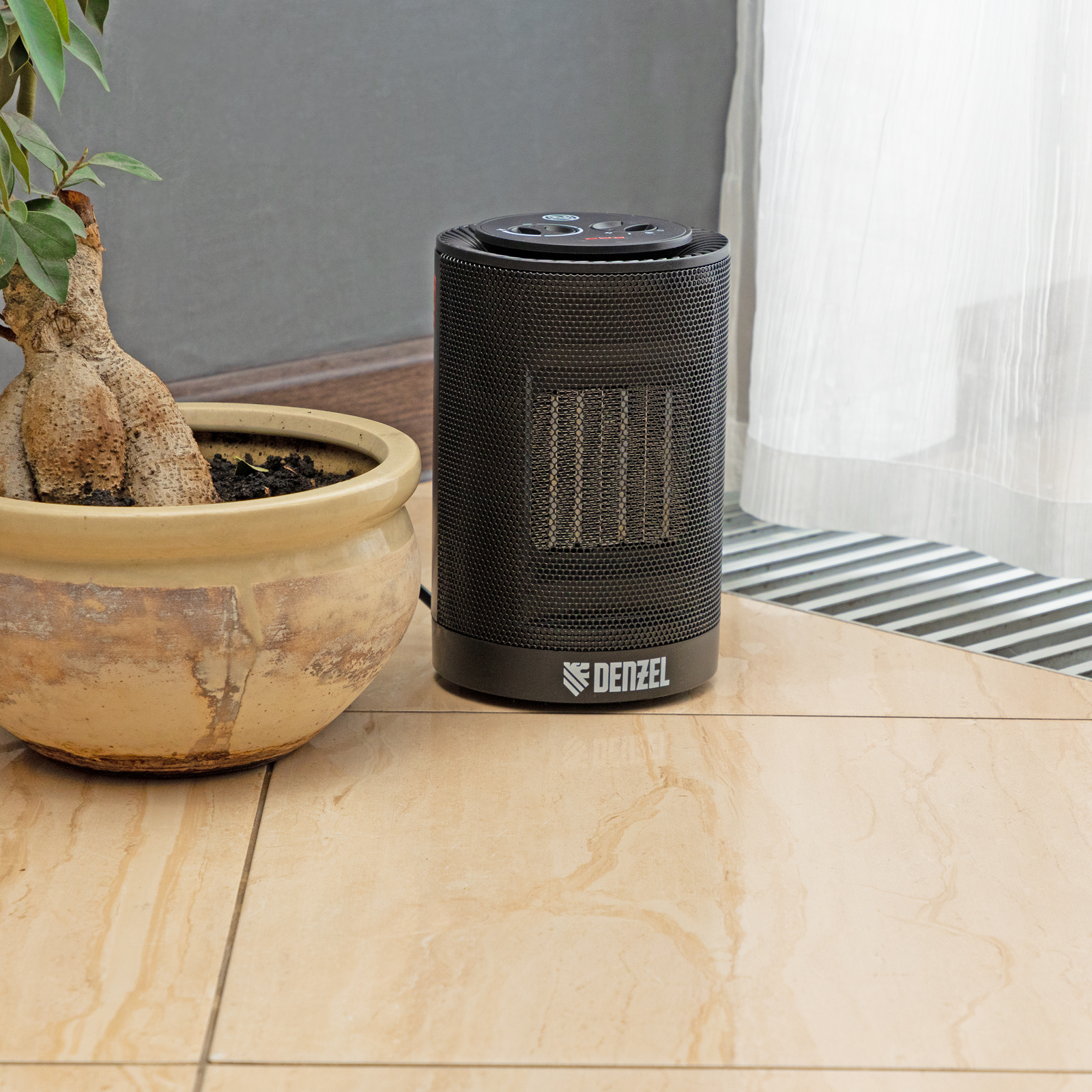 Тепловентилятор керамический DTFC-1200S, вращение, 3 реж., вент., нагрев 600/1200 Вт Denzel