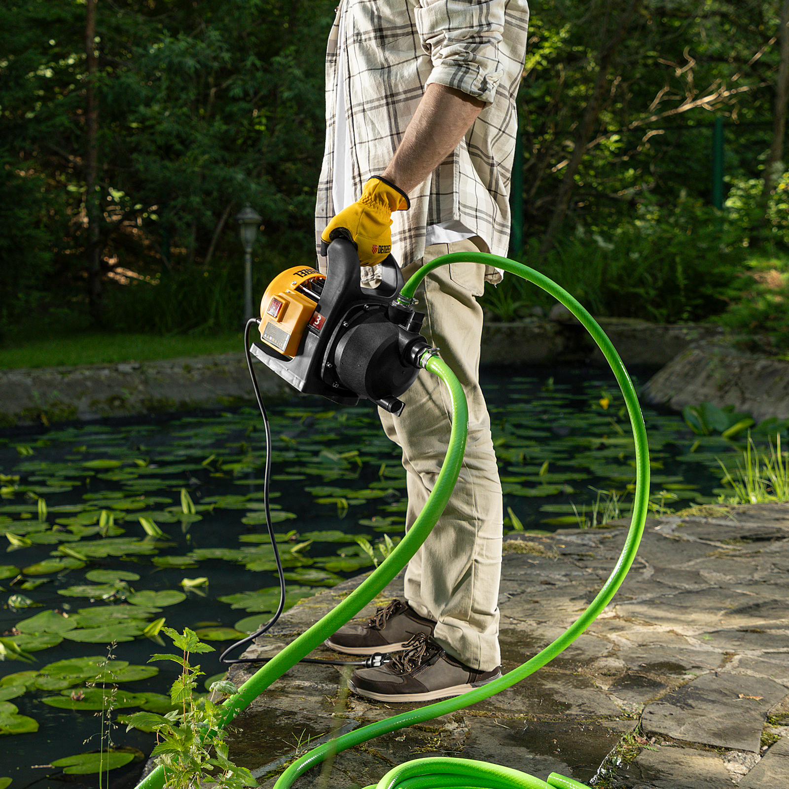 Насосная станция PS500C, 500 Вт, напор 35 м, 2200 л/ч, ресивер 2 л, блок управления Denzel