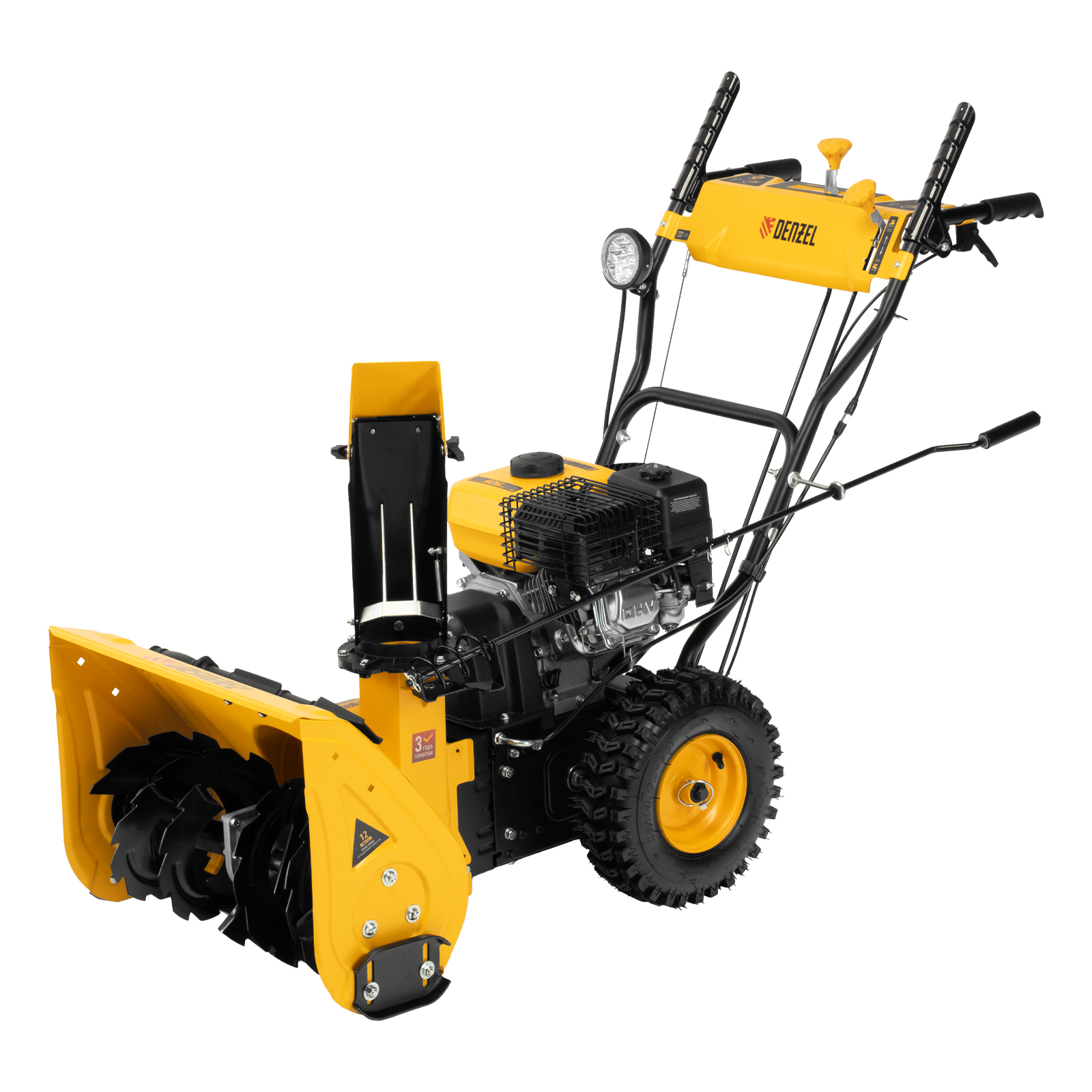 Гибридная снегоуборочная машина с функц. подметания SWB-600, 212 сс, руч. старт, 2 насадки Denzel