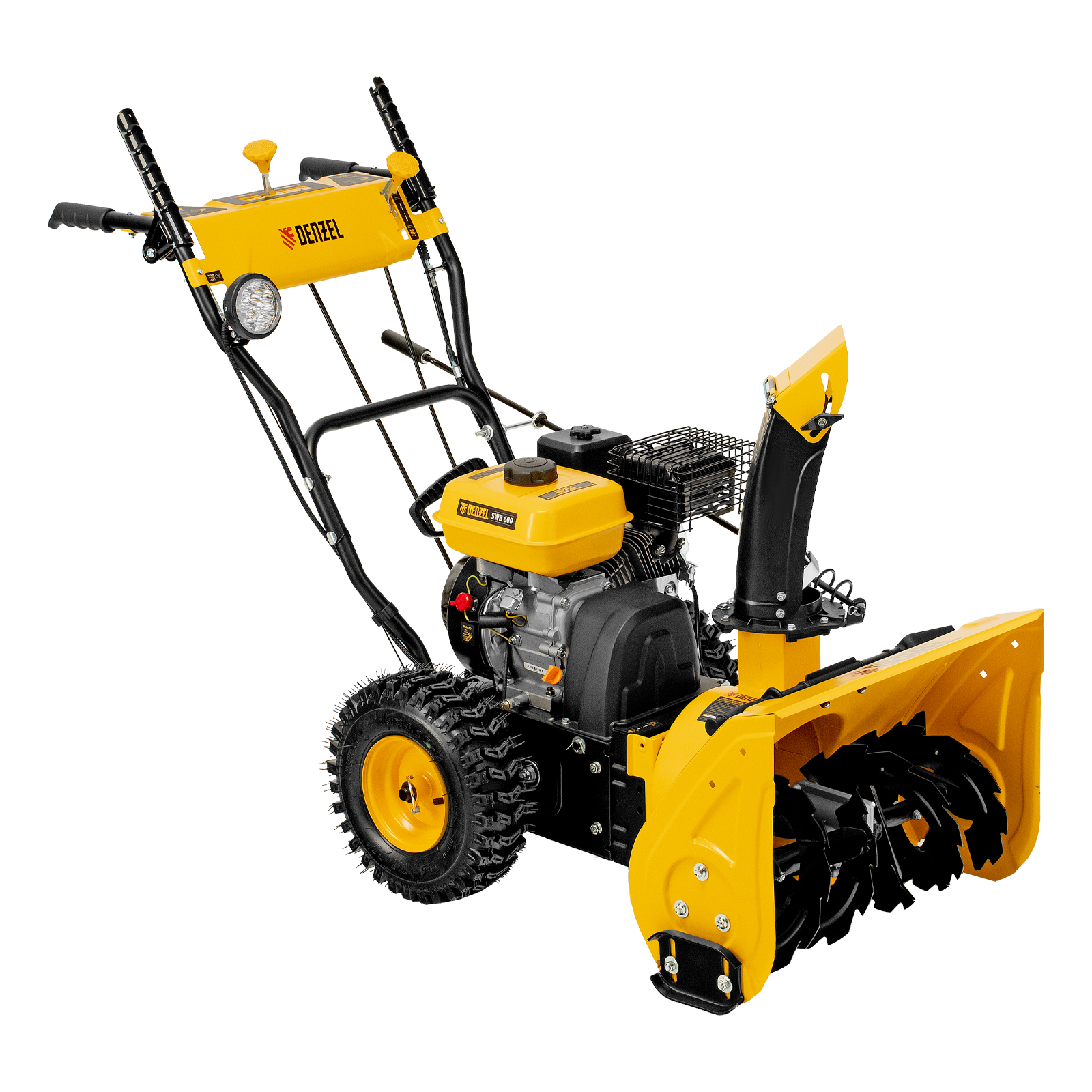 Гибридная снегоуборочная машина с функц. подметания SWB-600, 212 сс, руч. старт, 2 насадки Denzel