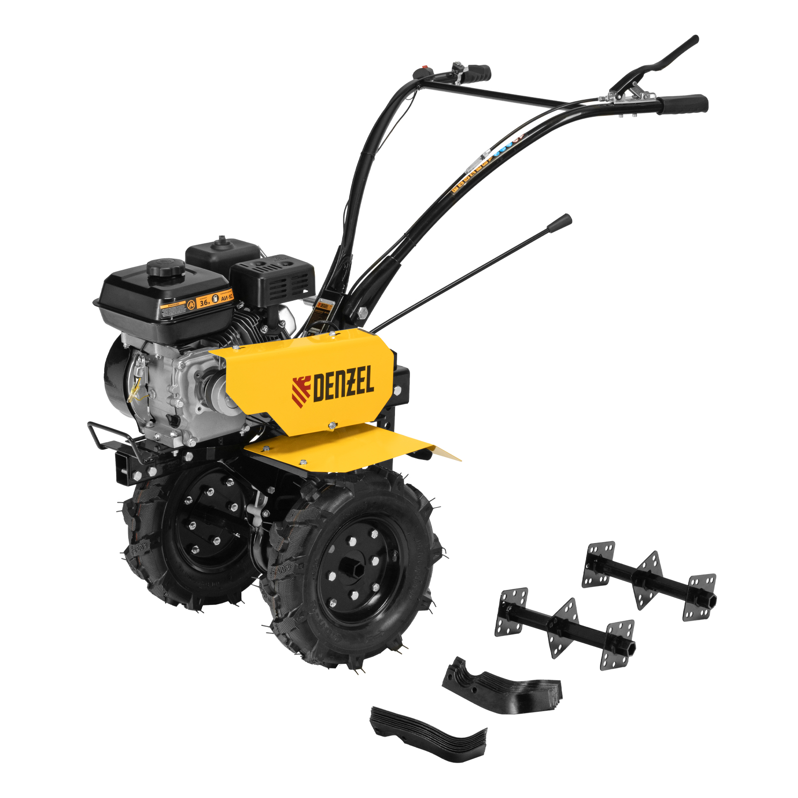 Мотоблок DPT-170, 7 л.с., ремен.сцеп, шир 85 см, глуб 35 см,фрез 3х3,ШОМ,скор 2В/1Н,кол 8" Denzel