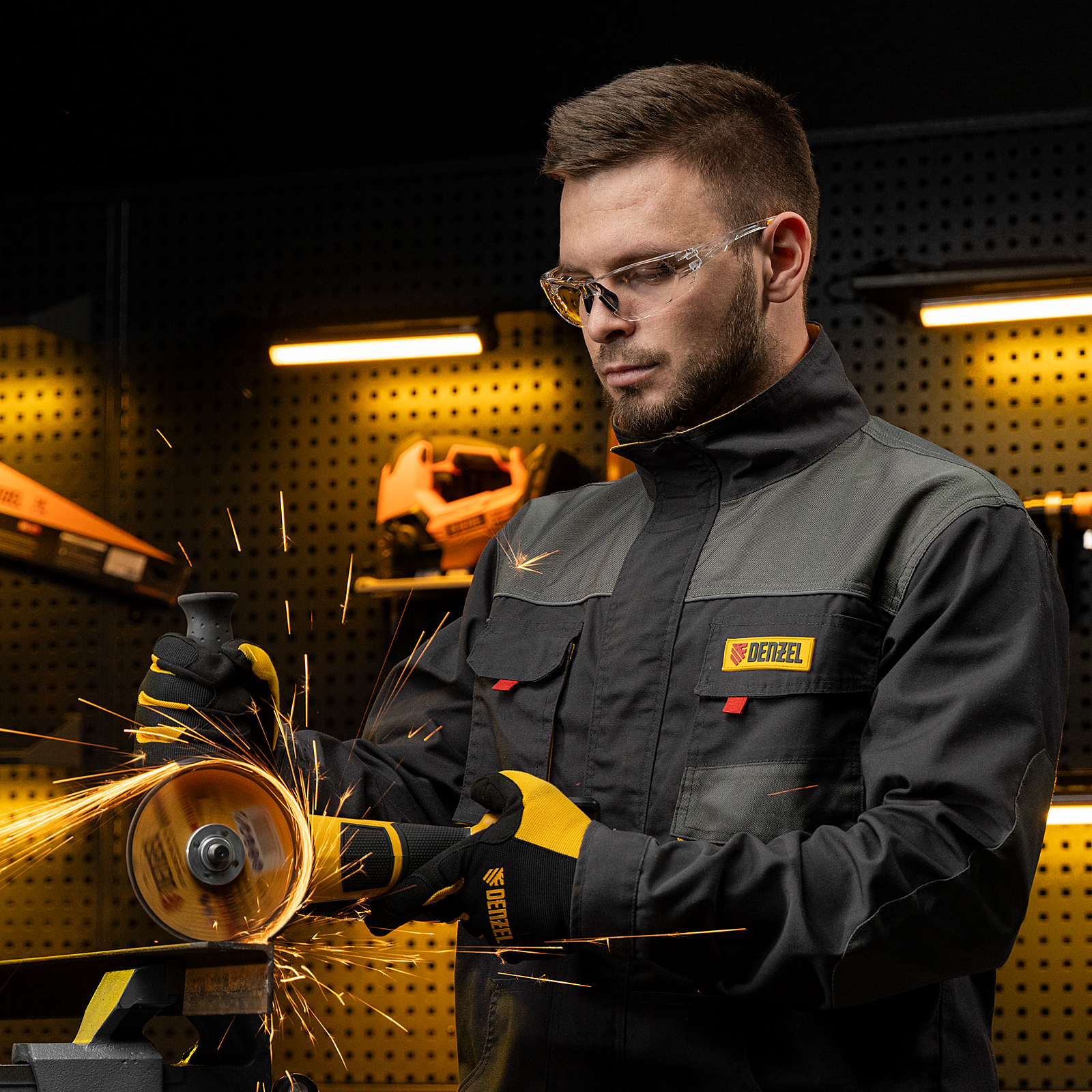 Очки защитные открытые, поликарбонатные, прозрачная линза Denzel