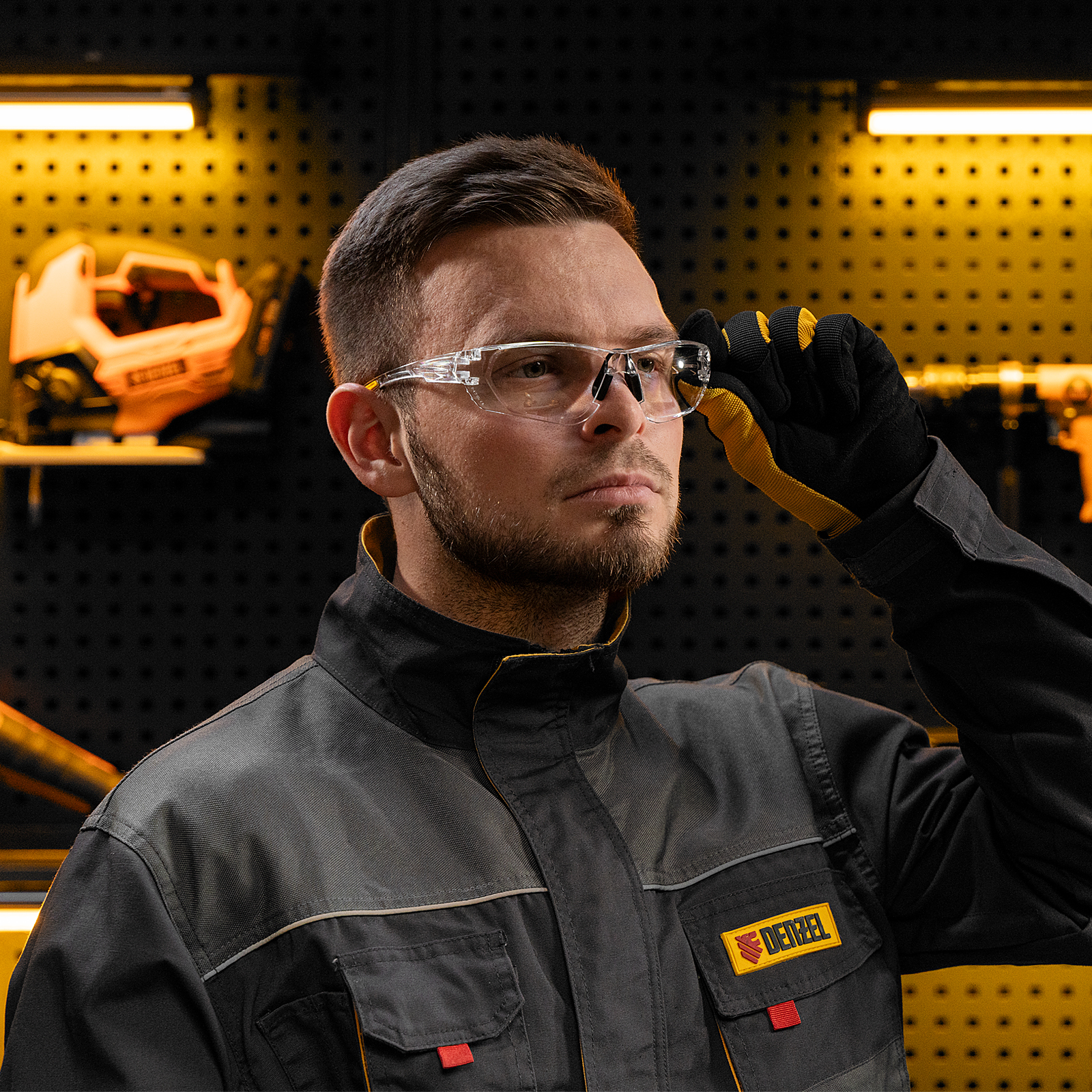 Очки защитные открытые, поликарбонатные, прозрачная линза Denzel