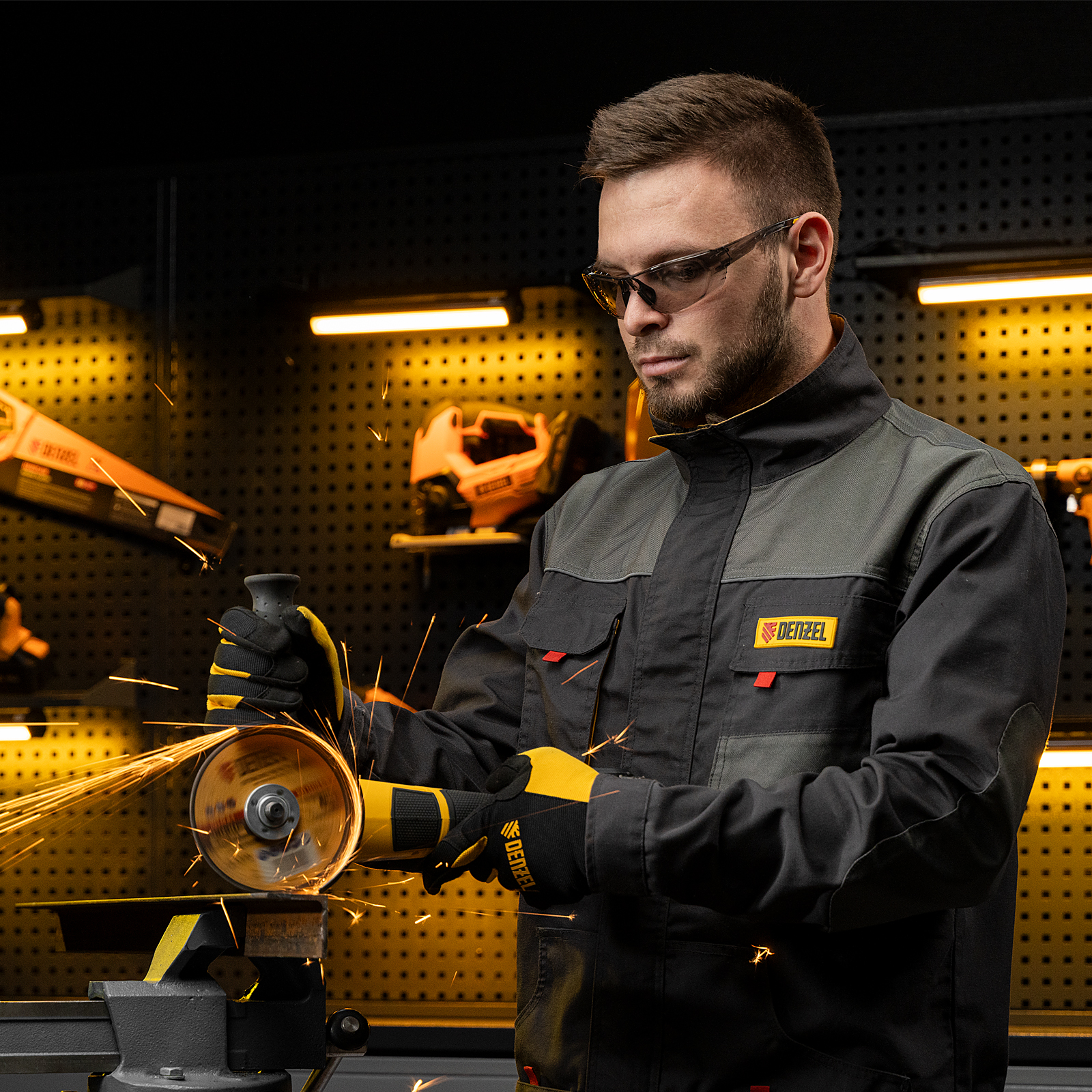 Очки защитные открытые, поликарбонатные, дымчатая линза Denzel