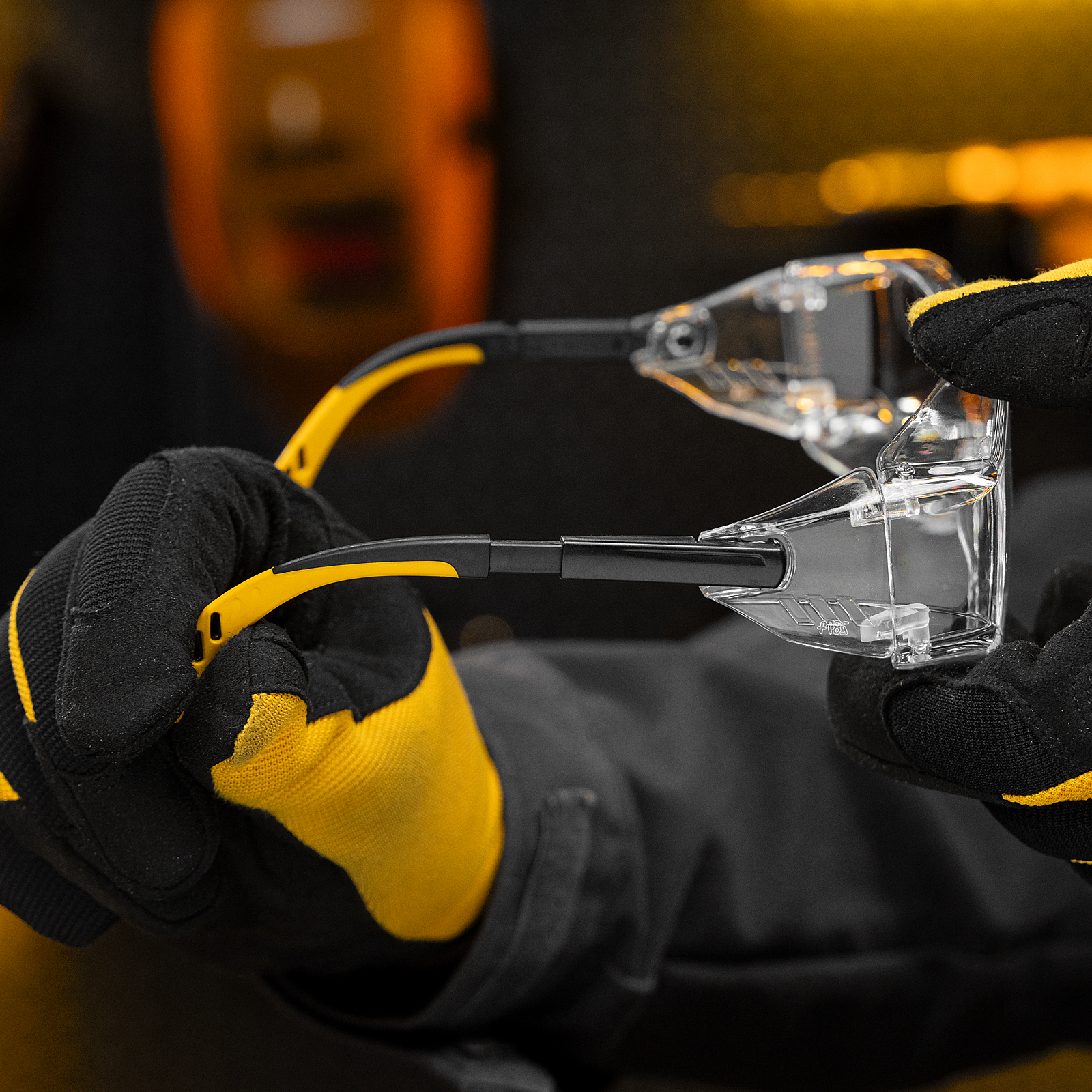 Очки защитные открытые, поликарбонатные, увеличенная прозрачная линза,  регулируемые дужки Denzel