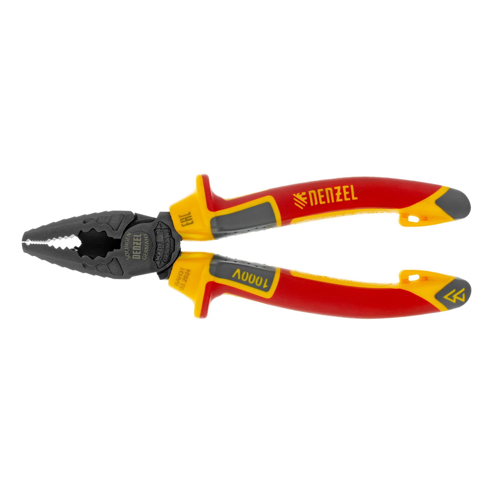 Плоскогубцы комбинированные, диэлектрические трехкомпонентные рукоятки до 1000 В, 165 мм Denzel