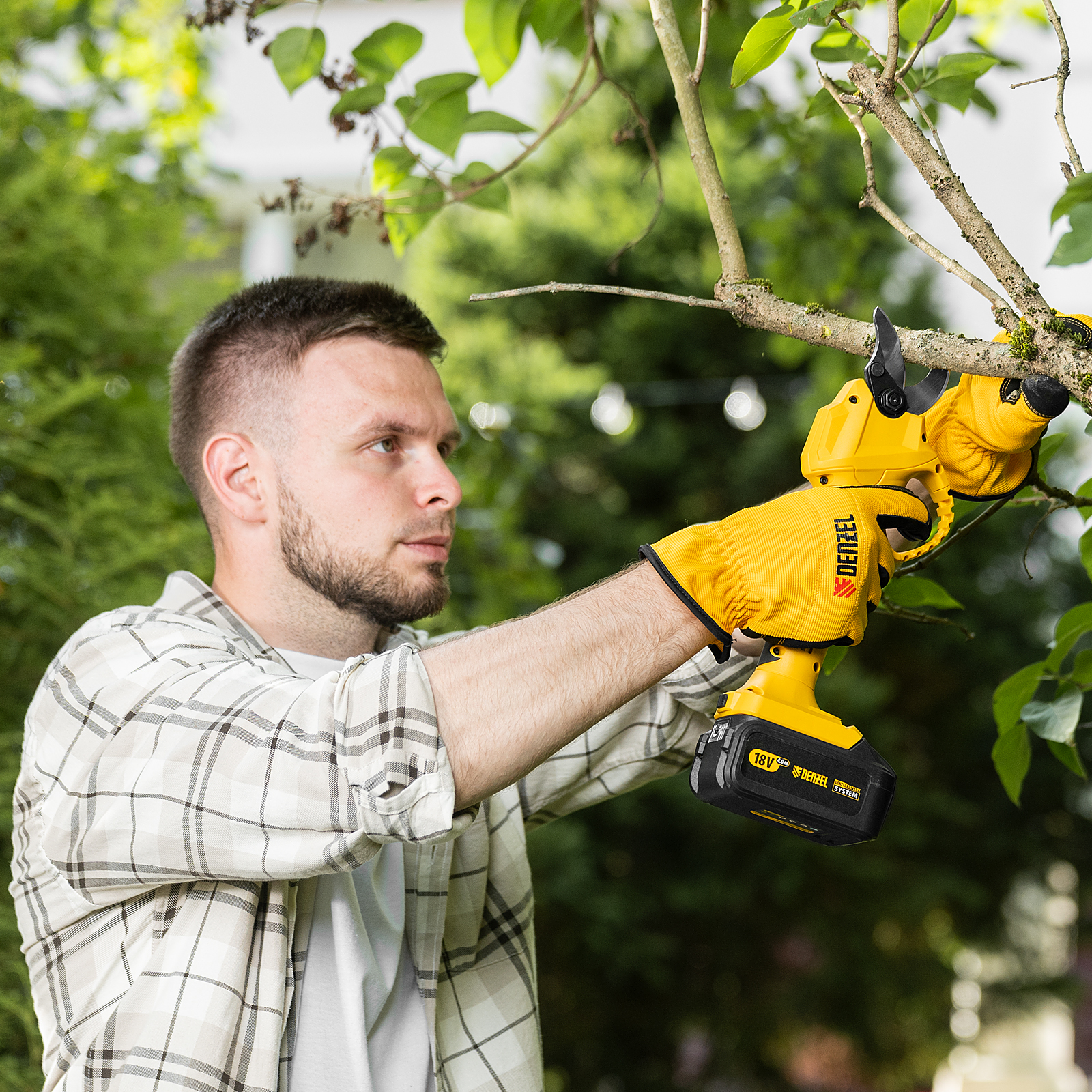 Секатор аккумуляторный CP-30-0, 18В Li-Ion Denzel