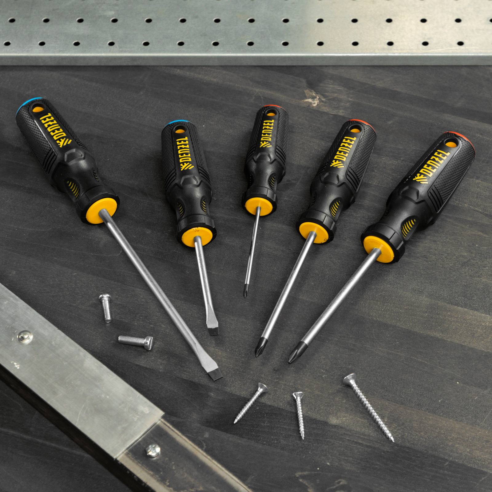 Набор отверток, 5 шт., PH+SL, S2, 3к рукоятка Denzel