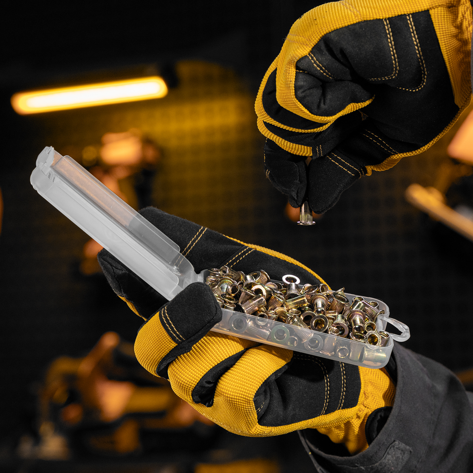 Заклепки резьбовые, стальные, оцинкованные, М5, пластиковый кейс, 100 шт. Denzel