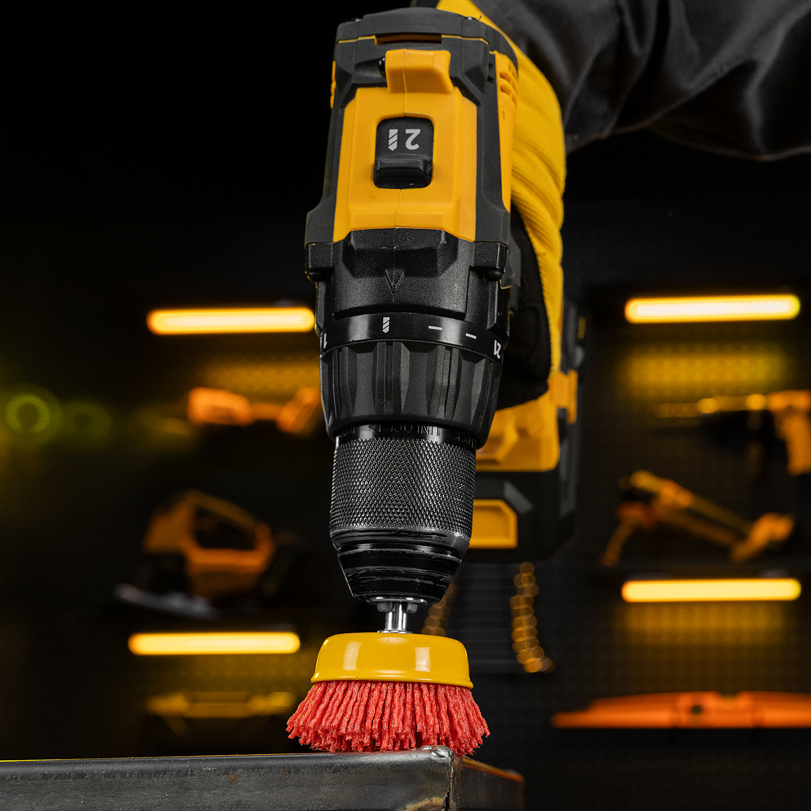 Щетка для дрели, 65 мм, Чашка, со шпилькой, нейлоновая щетина Denzel