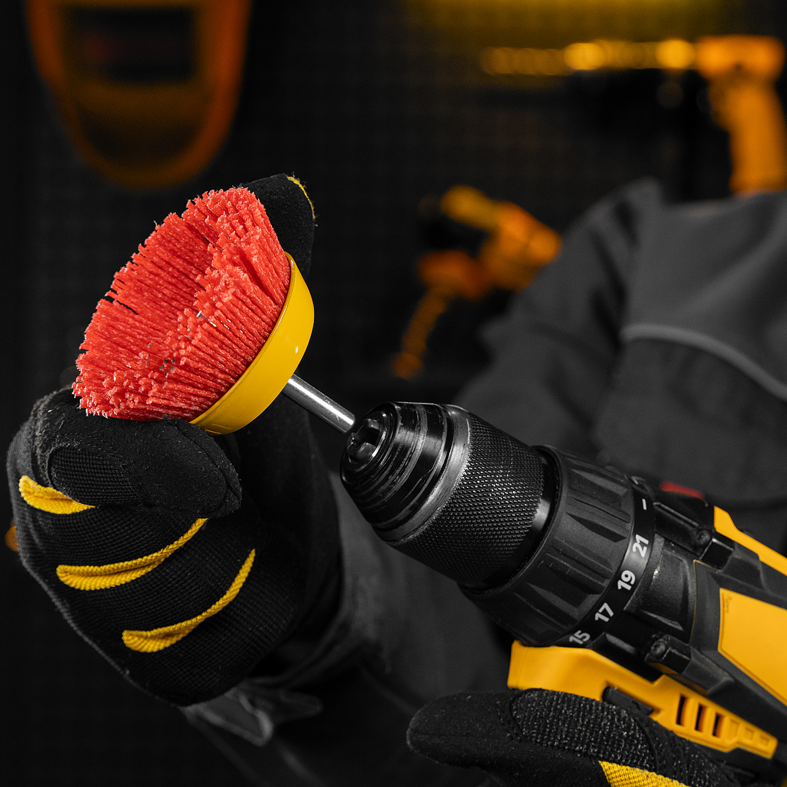 Щетка для дрели, 75 мм, Чашка, со шпилькой, нейлоновая щетина Denzel