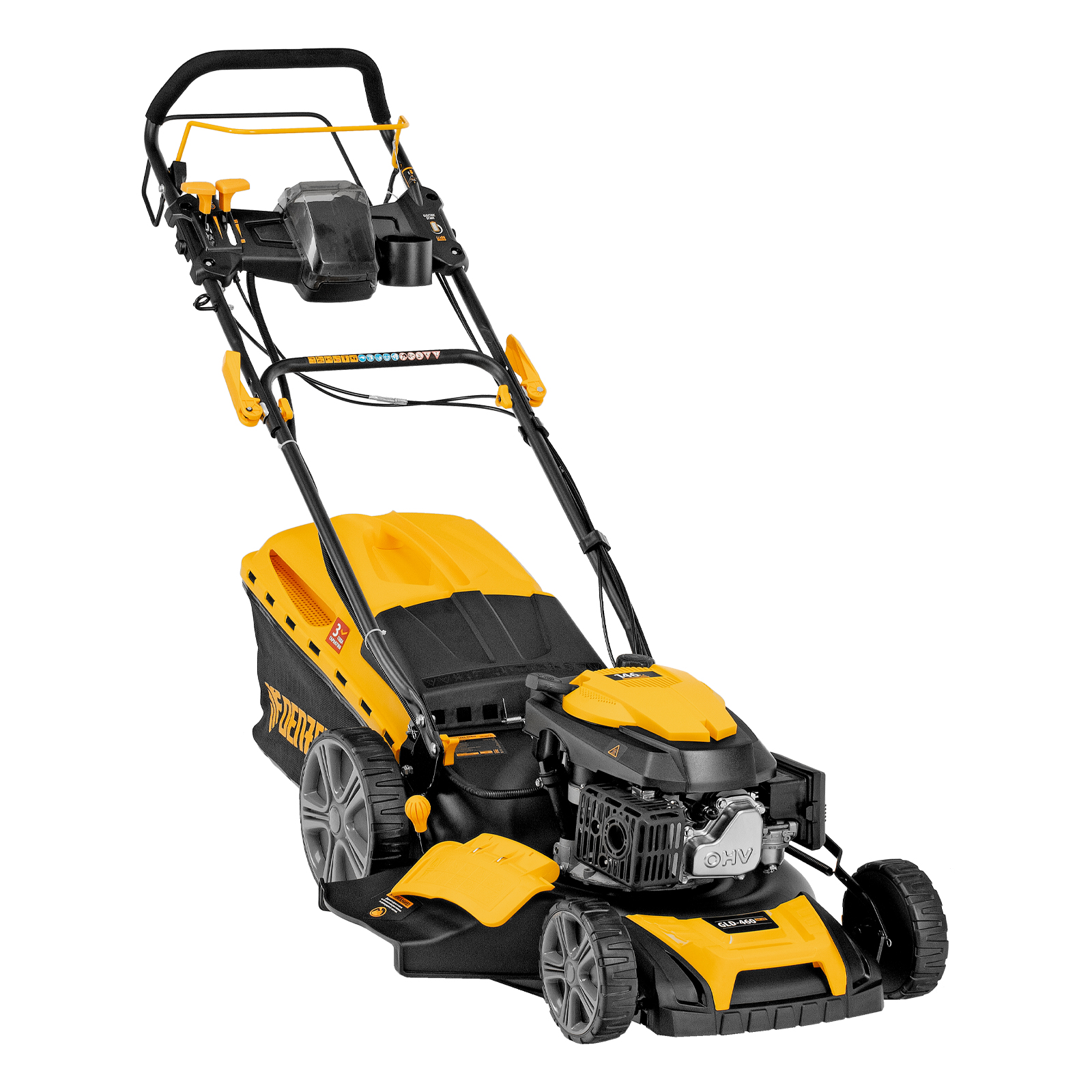 Газонокосилка бензиновая GLD-460SP-VE, 146 см3, шир. 46см, привод, вариатор, эл.старт, 60 л Denzel