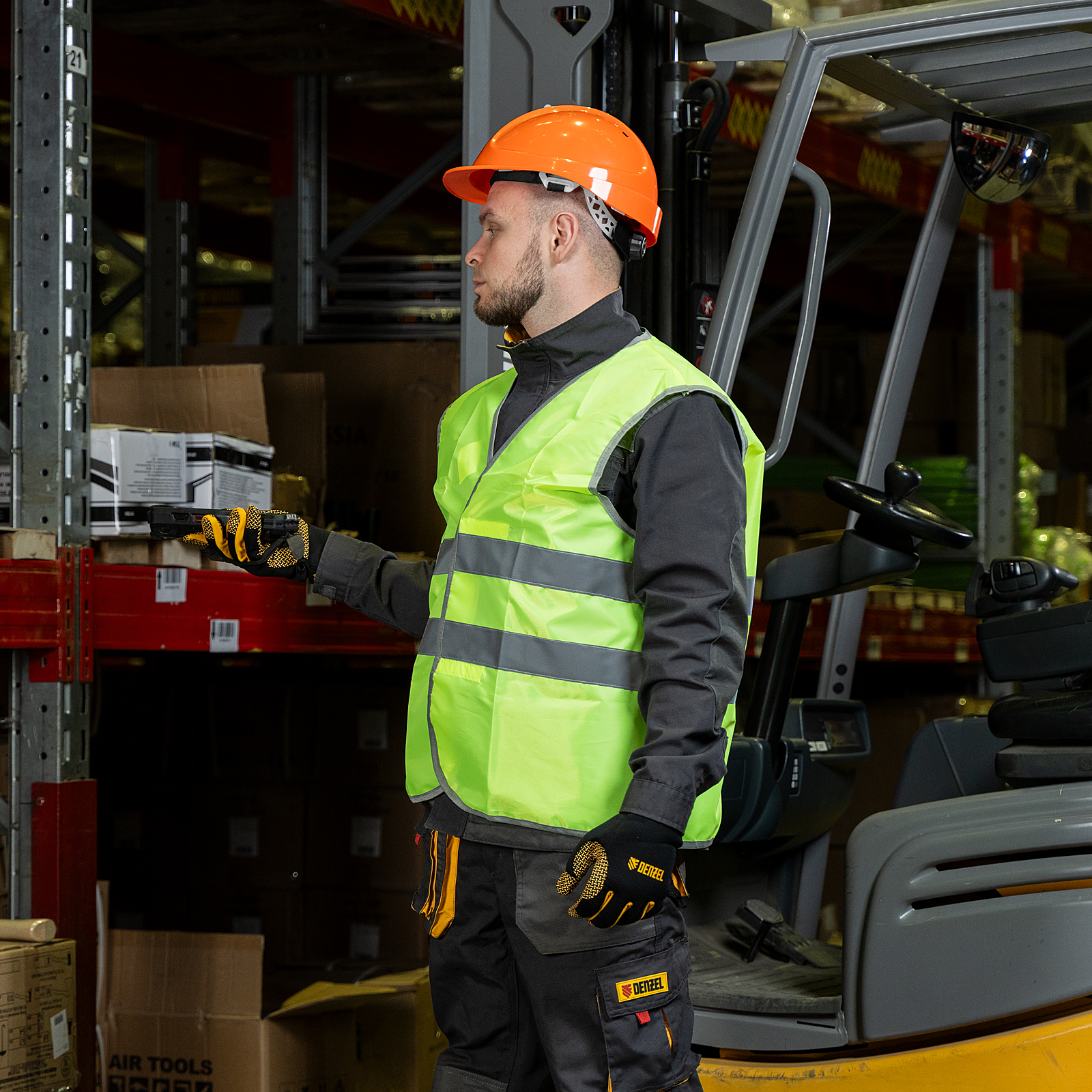 Каска защитная ударопрочная, ABS/PC, плавная регулировка, модель «Форвард» (К-05)оранж. Denzel