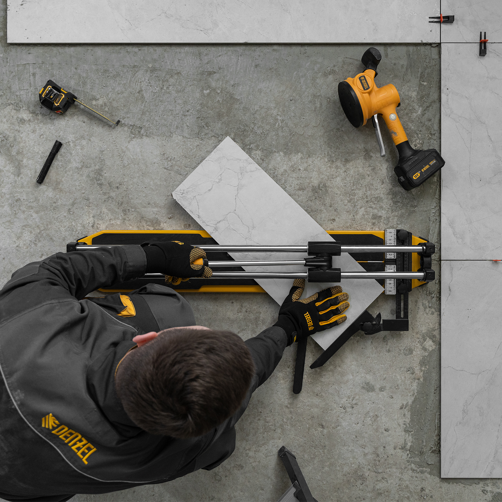 Плиткорез 800х14мм, цельнометал. напр., каретка на подш., стальная станина, рукоятка-пенал Denzel