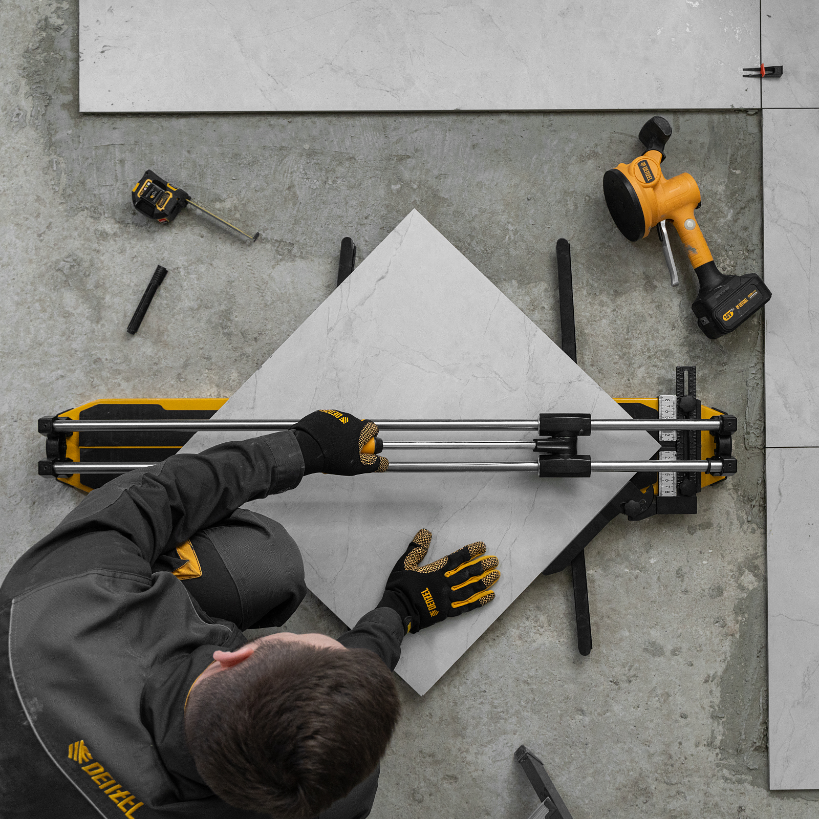 Плиткорез 1000х14мм, цельнометал. напр., каретка на подш., стальная станина, рукоятка-пенал Denzel