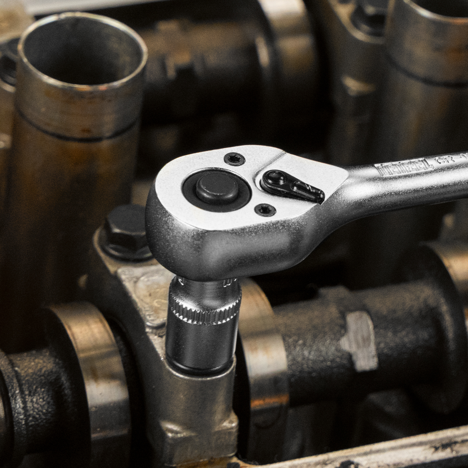 Ключ-трещотка 1/4", 90 зубьев, с быстрым сбросом, CrV Denzel