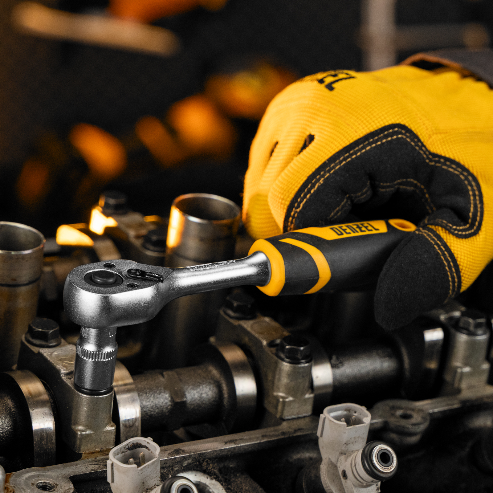 Ключ-трещотка 1/4", 90 зубьев, с быстрым сбросом, CrV Denzel