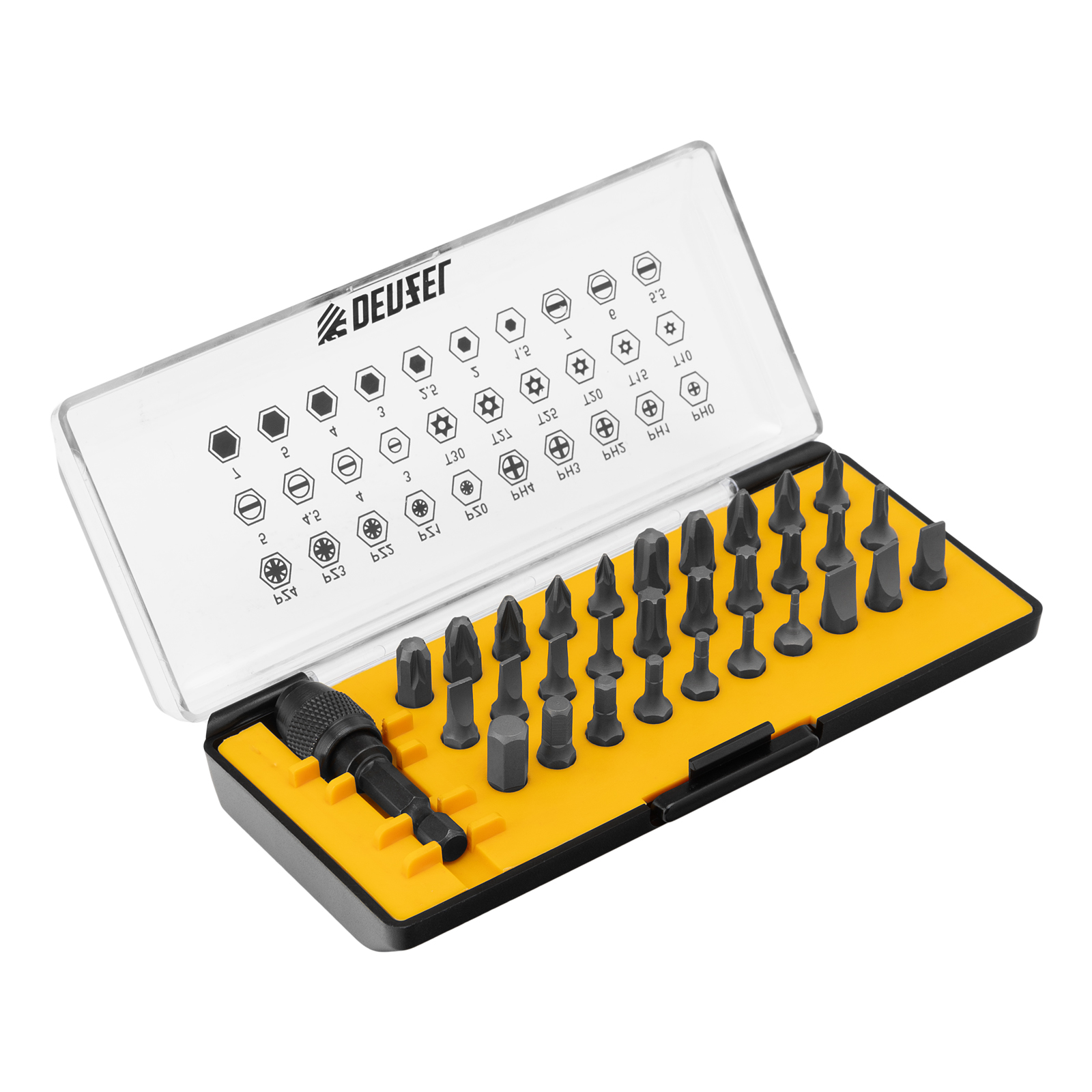 Набор инструментов, 1/2", 1/4", CrV, S2, пластиковый кейс, 100 предметов Denzel