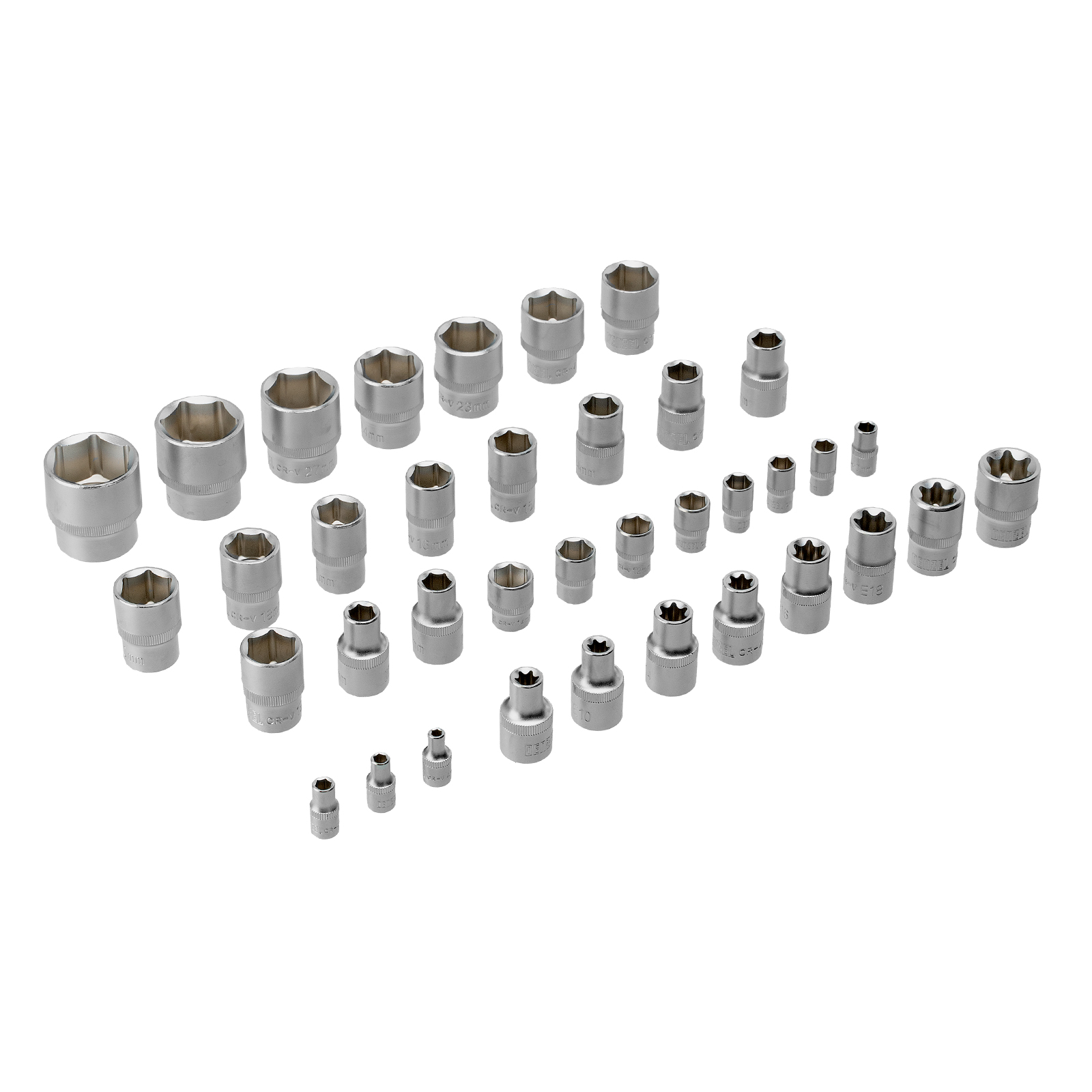 Набор инструментов, 1/2", 1/4", CrV, S2, пластиковый кейс, 122 предмета Denzel