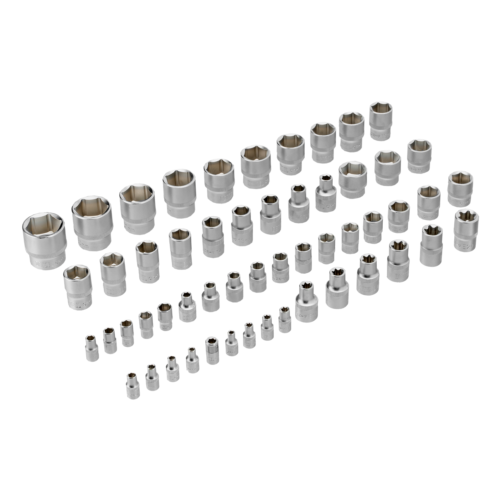 Набор инструментов, 1/2", 1/4", 3/8", CrV, S2, пластиковый кейс, 144 предмета Denzel