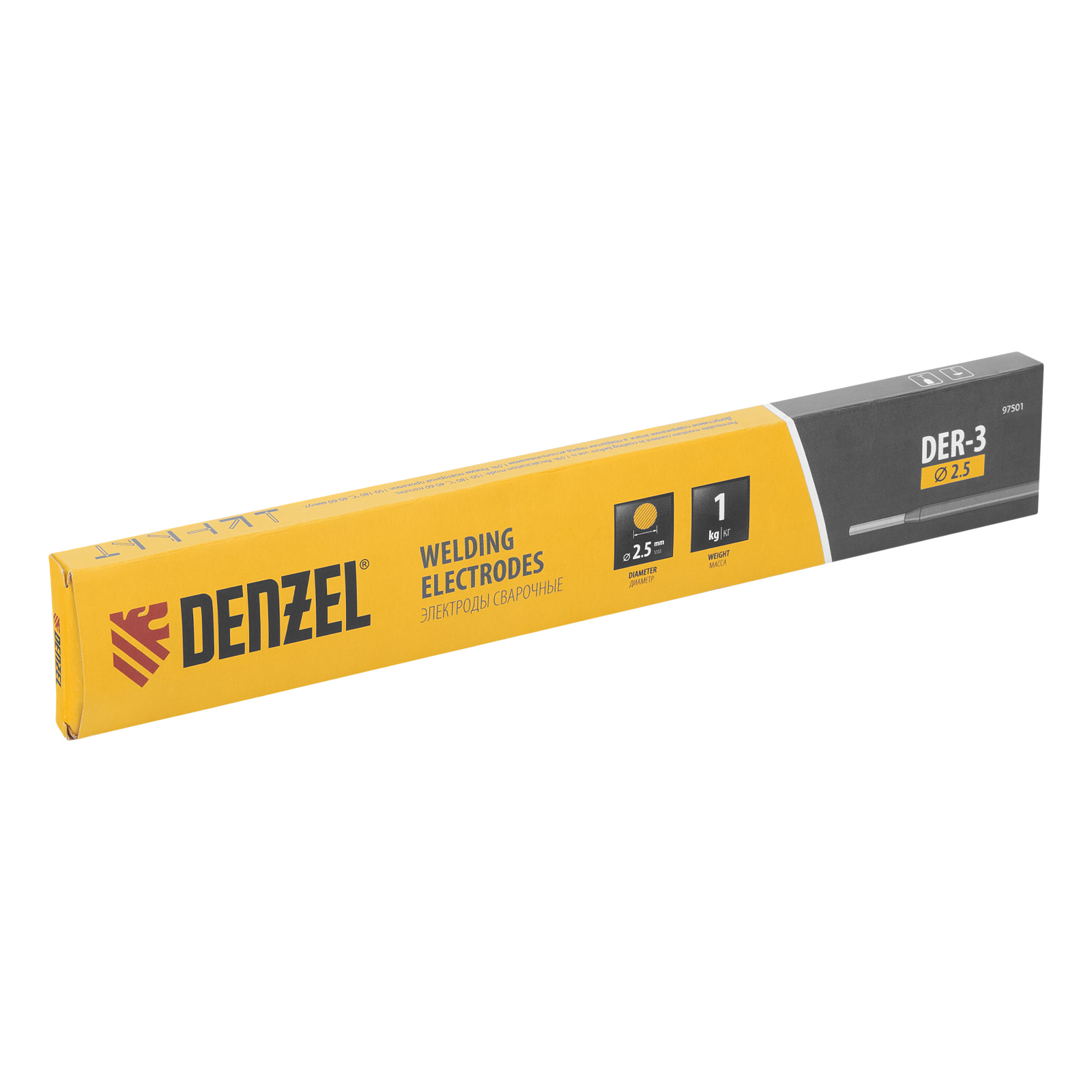 Электроды DER-3, диам. 2,5 мм, 1 кг., рутиловое покрытие Denzel