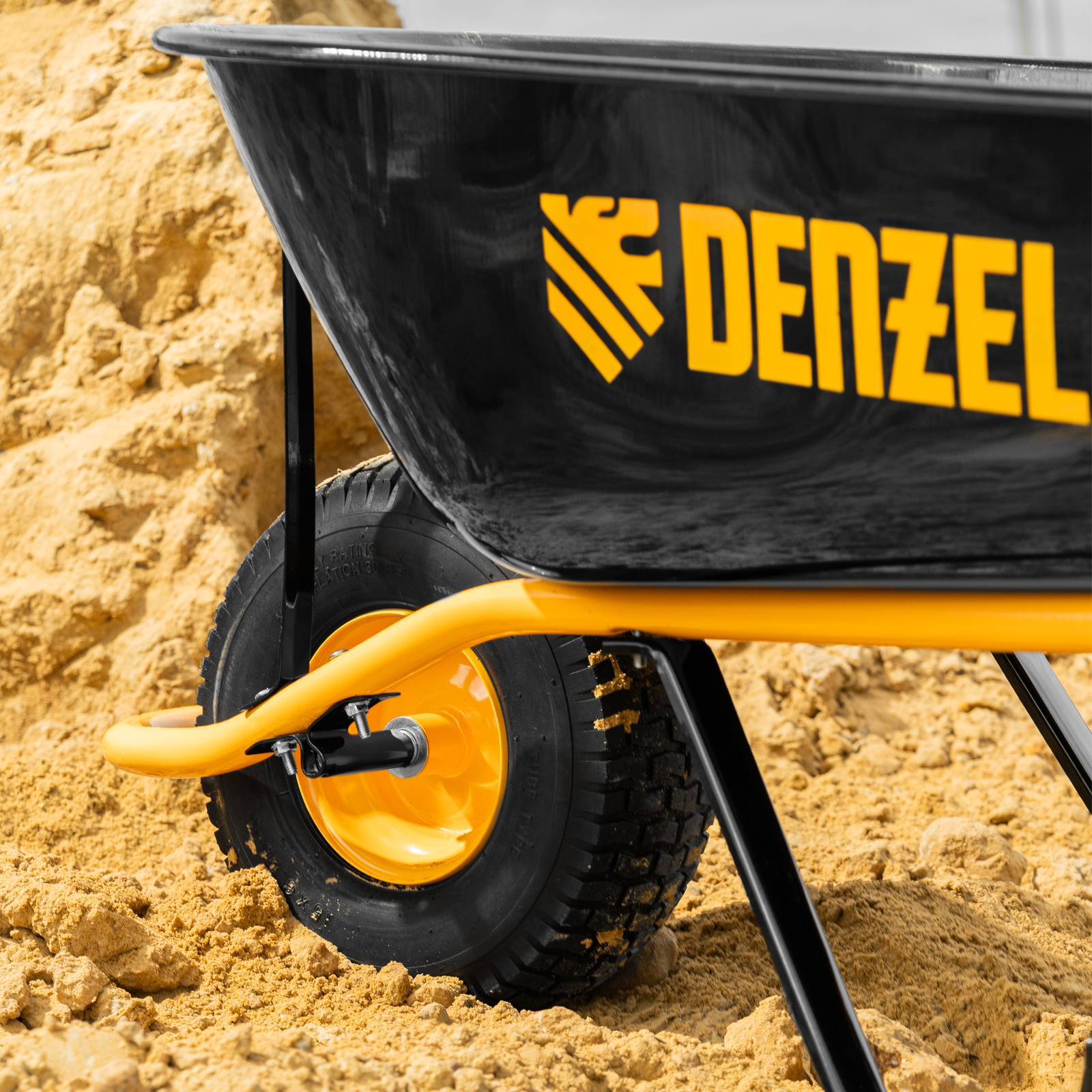 Тачка строительная, усиленная, объем 130 л, 230 кг, колесо 15х6.00-6 Denzel