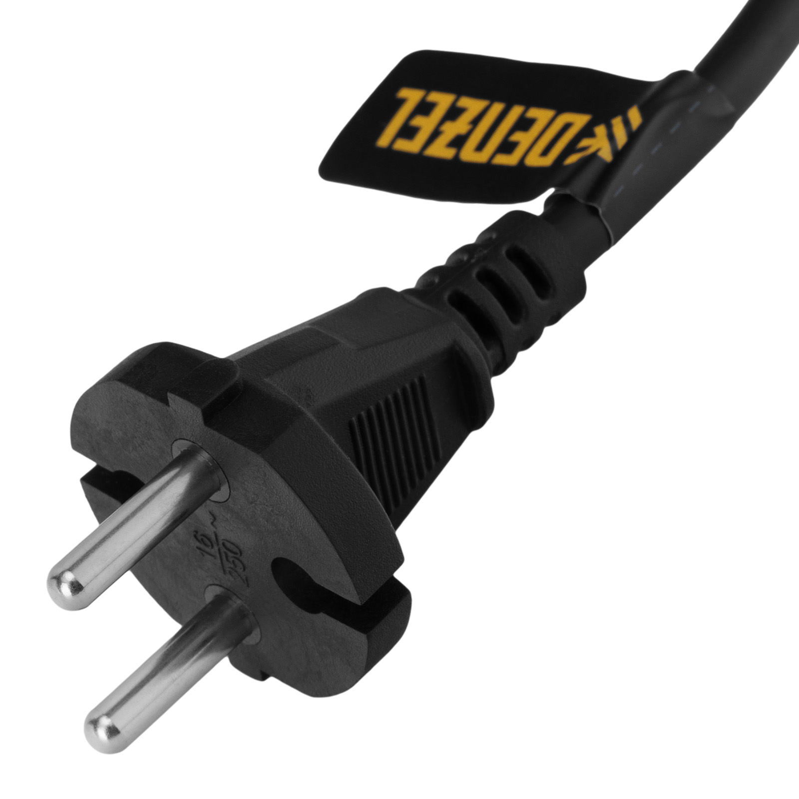 Шнур сетевой Energy Series, ПВС, 1,5 м, 2 x 1,5 мм, с неразборной вилкой, черный, Denzel