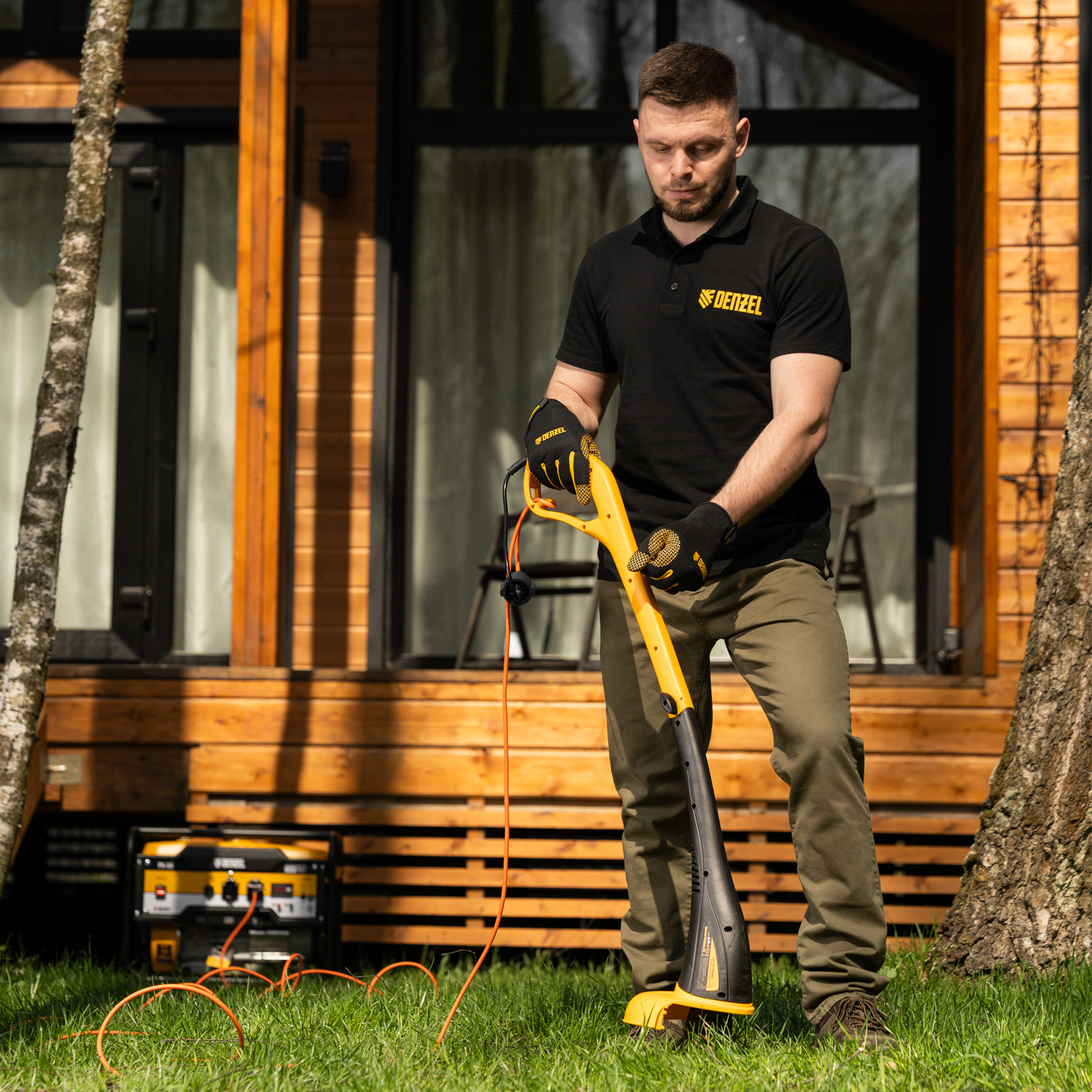 Удлинитель-шнур силовой Garden Series, б/з, ПВС, 10м, 1 розетка, 2 x 1 мм, Denzel