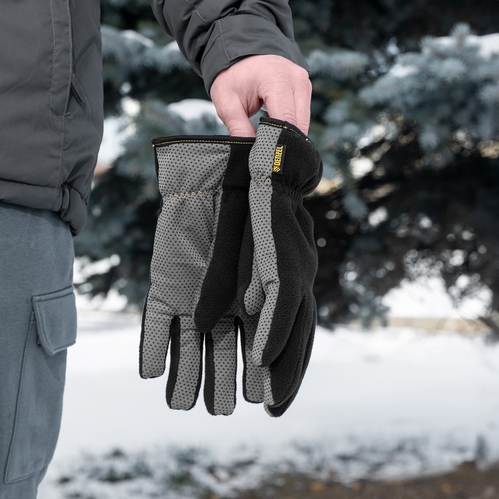 Перчатки универсальные, двойные, ПВХ нанесение, размер 8 Denzel