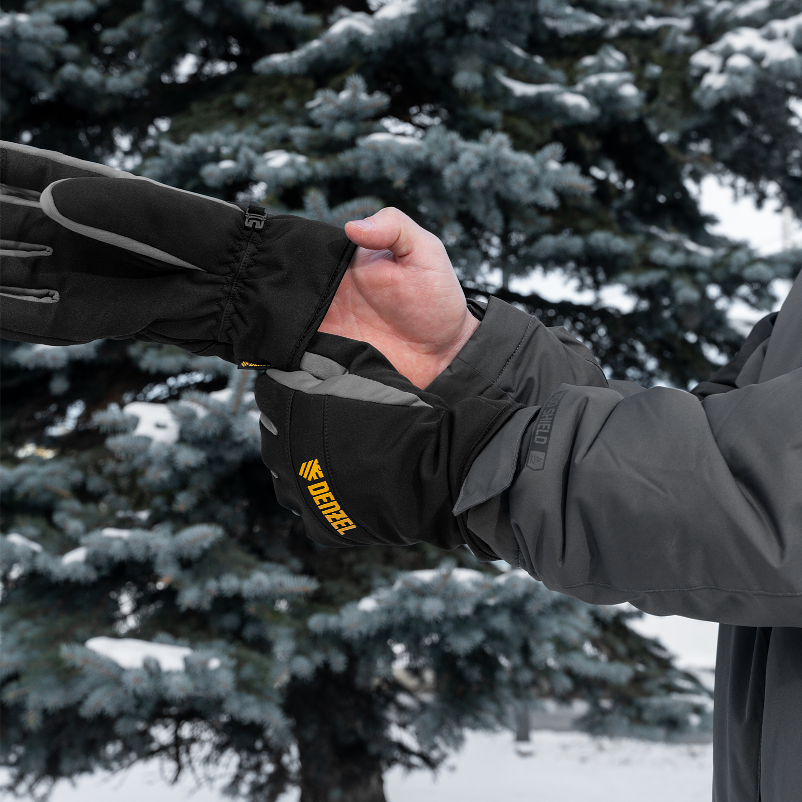 Перчатки универсальные, двойные, работа с сенсорным экраном, размер 10 Denzel