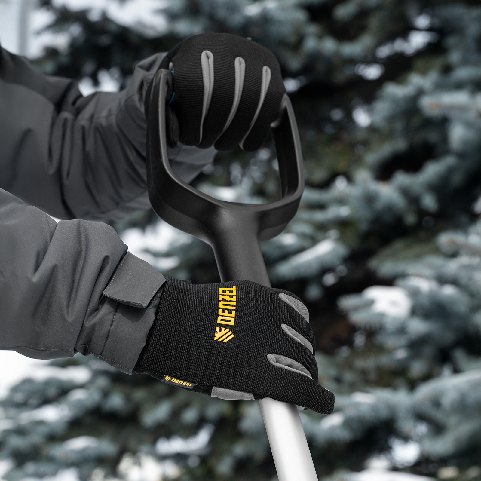 Перчатки универсальные, двойные, работа с сенсорным экраном, вязаная манжета, размер 8 Denzel