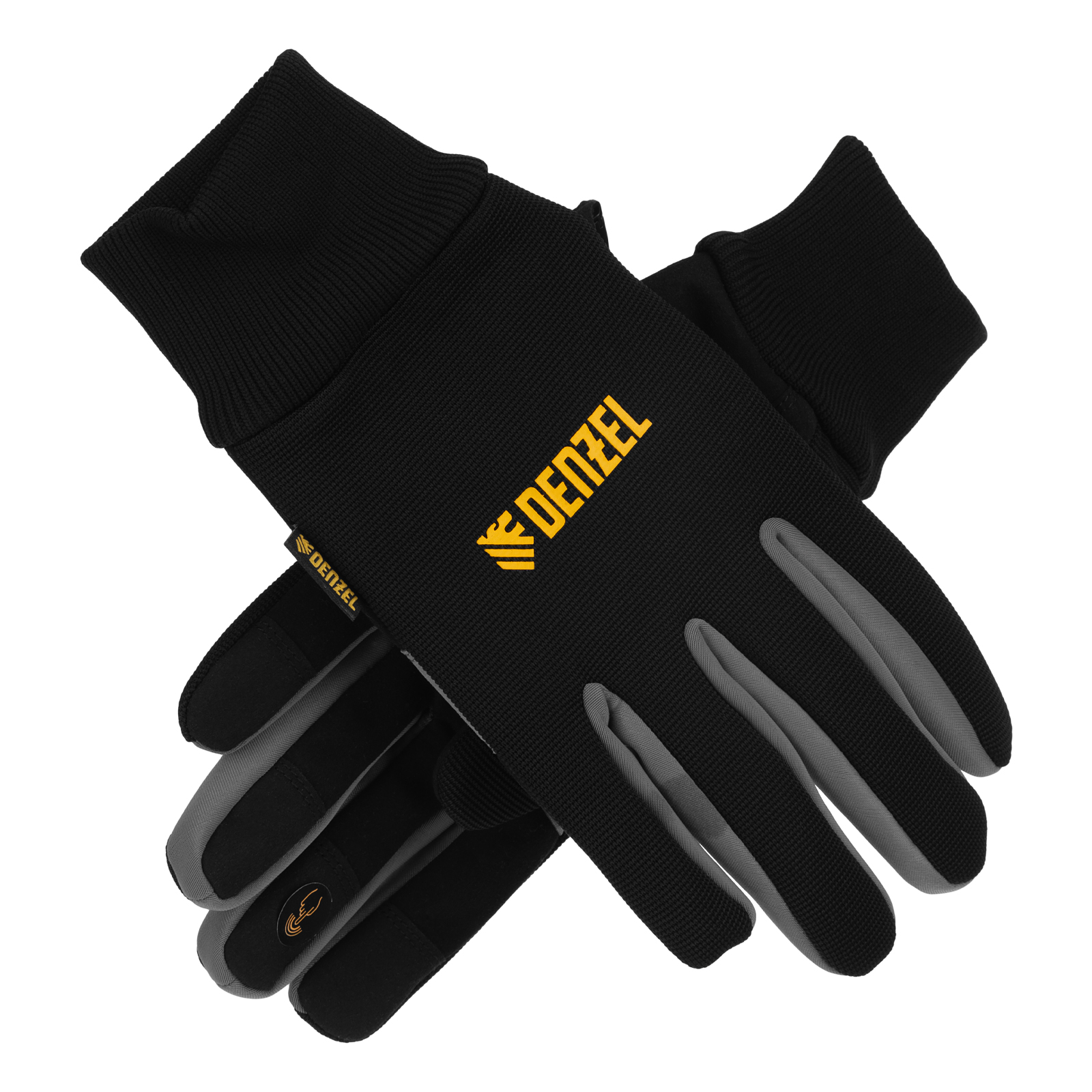 Перчатки универсальные, двойные, работа с сенсорным экраном, вязаная манжета, размер 8 Denzel