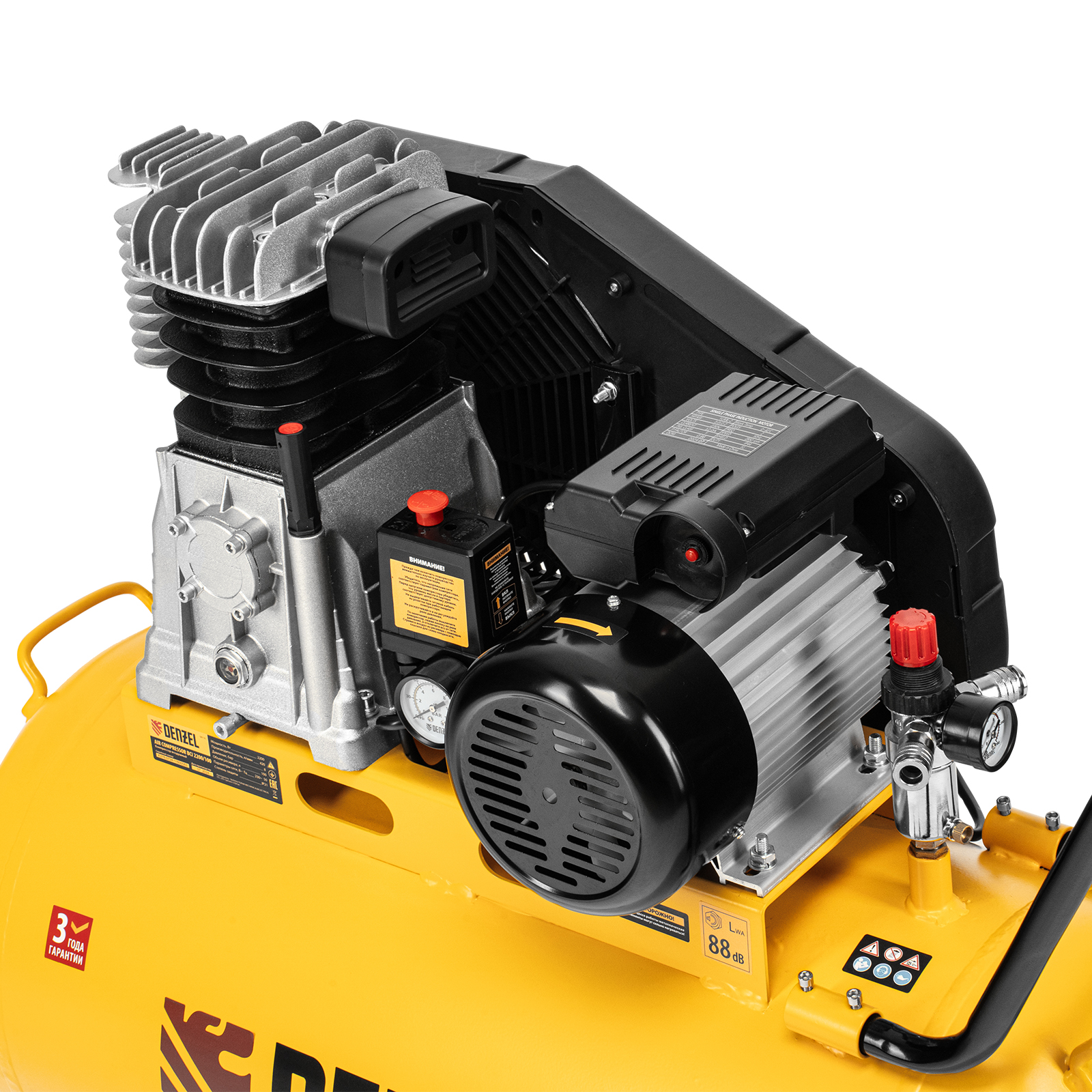 Компрессор воздушный рем. привод BCI 2200/100, 2,2 кВт, 100 литров, 420 л/мин Denzel