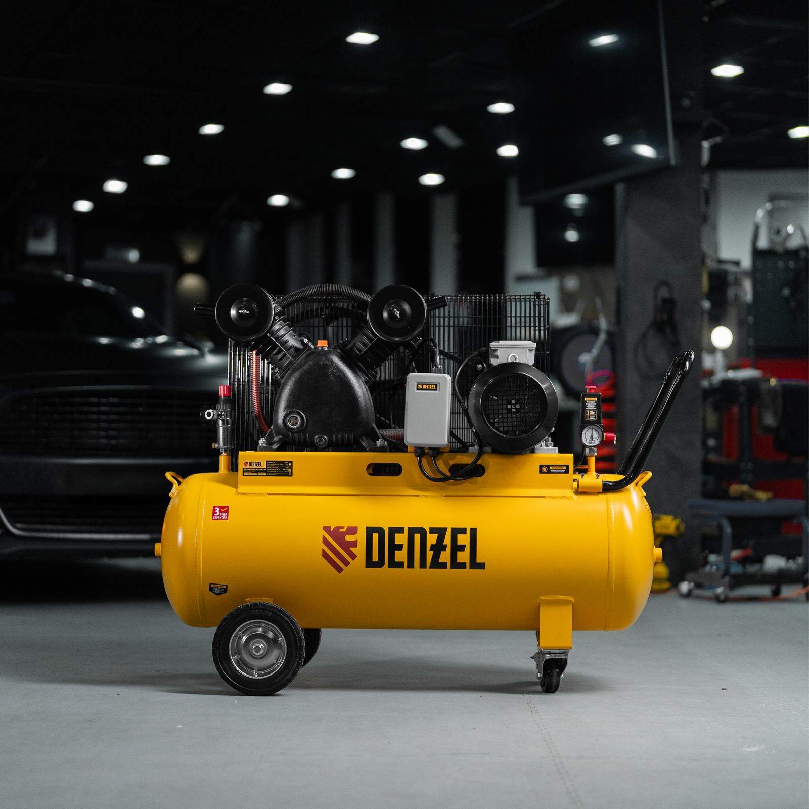 Компрессор воздушный рем. привод BCV 4000-T/100, 4,0 кВт, 100 литров, 690 л/мин Denzel