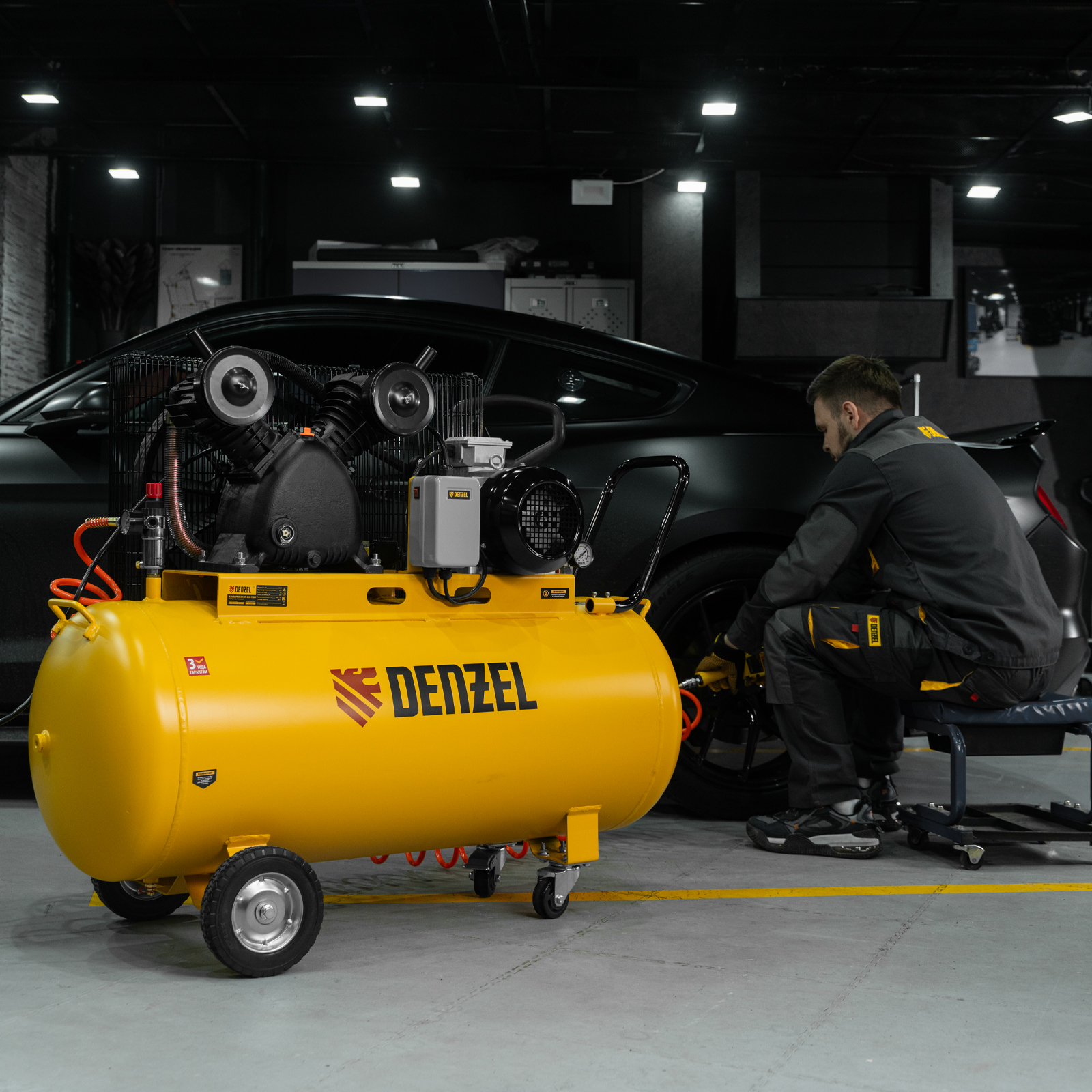 Компрессор воздушный рем. привод BCV 4000-T/200, 4,0 кВт, 200 литров, 690 л/мин Denzel