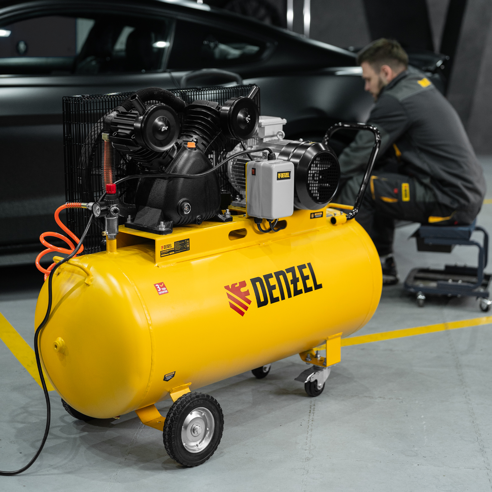 Компрессор воздушный рем. привод BCV 5500-T/200, 5,5 кВт, 200 литров, 850 л/мин Denzel