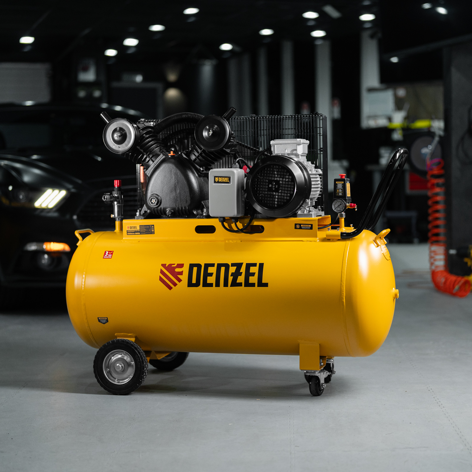 Компрессор воздушный рем. привод BCV 5500-T/200, 5,5 кВт, 200 литров, 850 л/мин Denzel