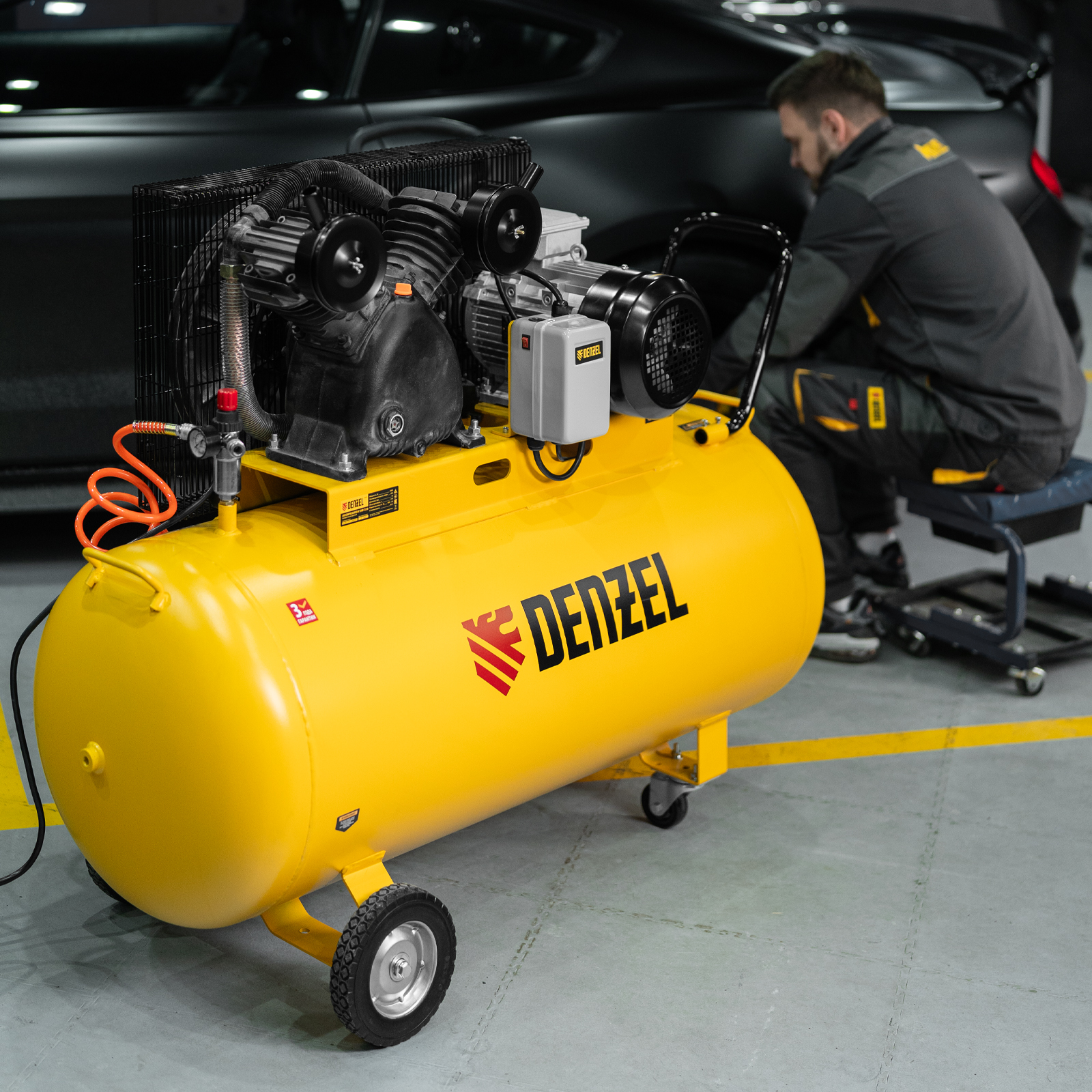 Компрессор воздушный рем. привод BCV 5500-T/270, 5,5 кВт, 270 литров, 850 л/мин Denzel