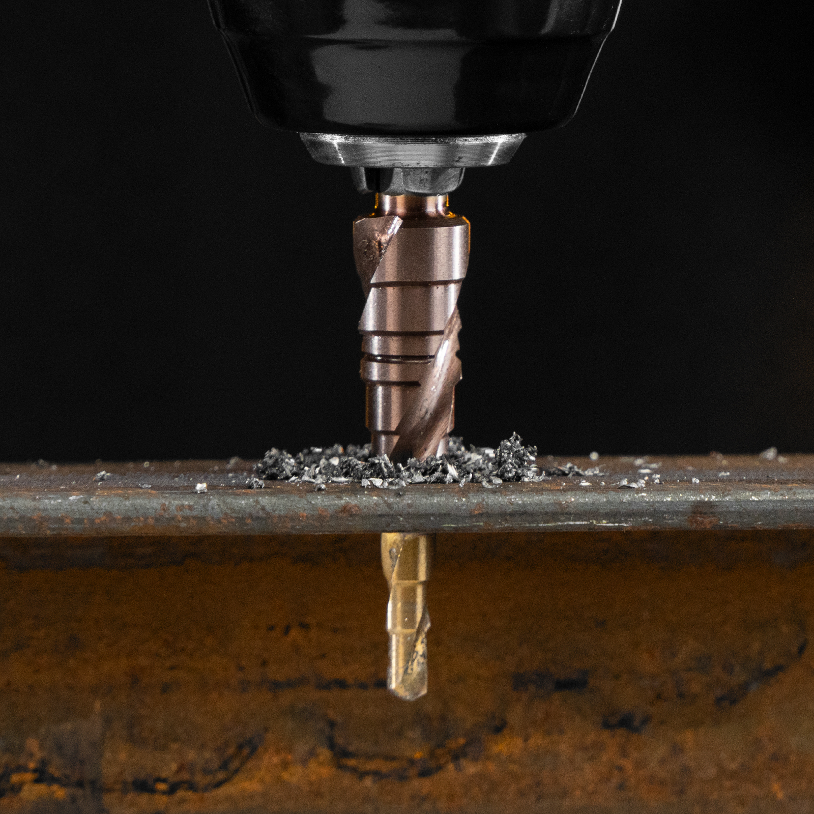 Сверло ступенчатое 4-5-6-7-8-9-10-11-12 мм, Р6М5К5, 6-гр. хвостовик Denzel