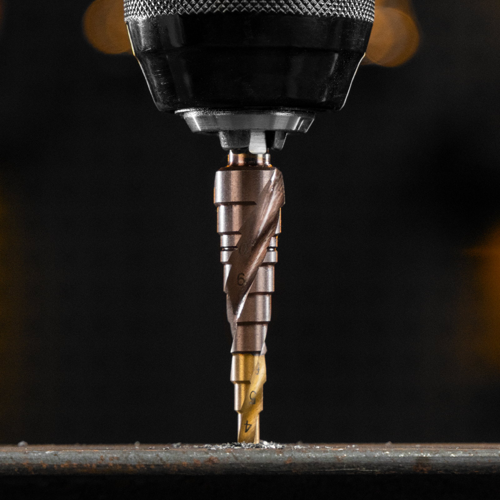 Сверло ступенчатое 4-5-6-7-8-9-10-11-12 мм, Р6М5К5, 6-гр. хвостовик Denzel