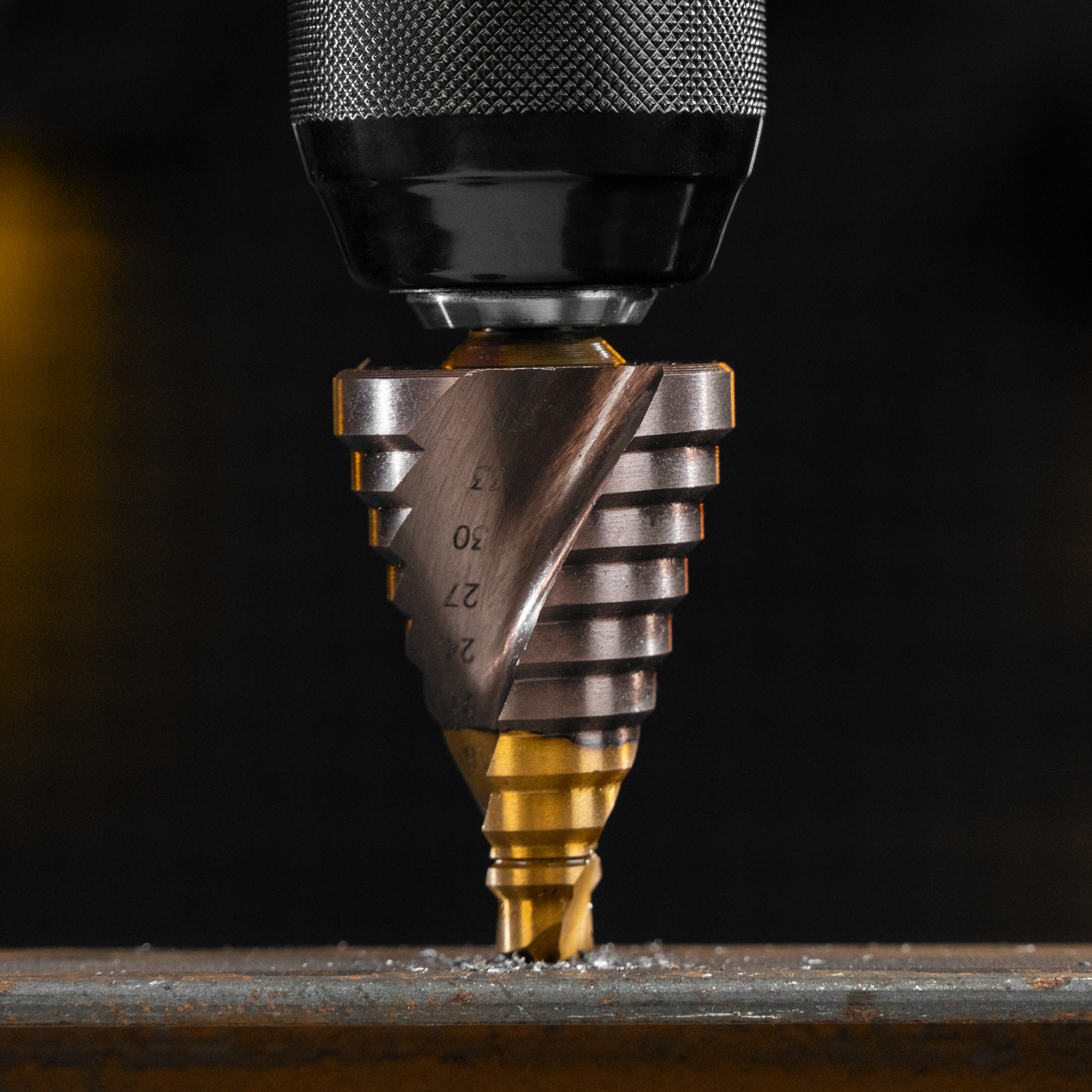 Сверло ступенчатое, 9-12-15-18-21-24-27-30-33-36 мм, Р6М5К5, 6-гр. хвостовик Denzel