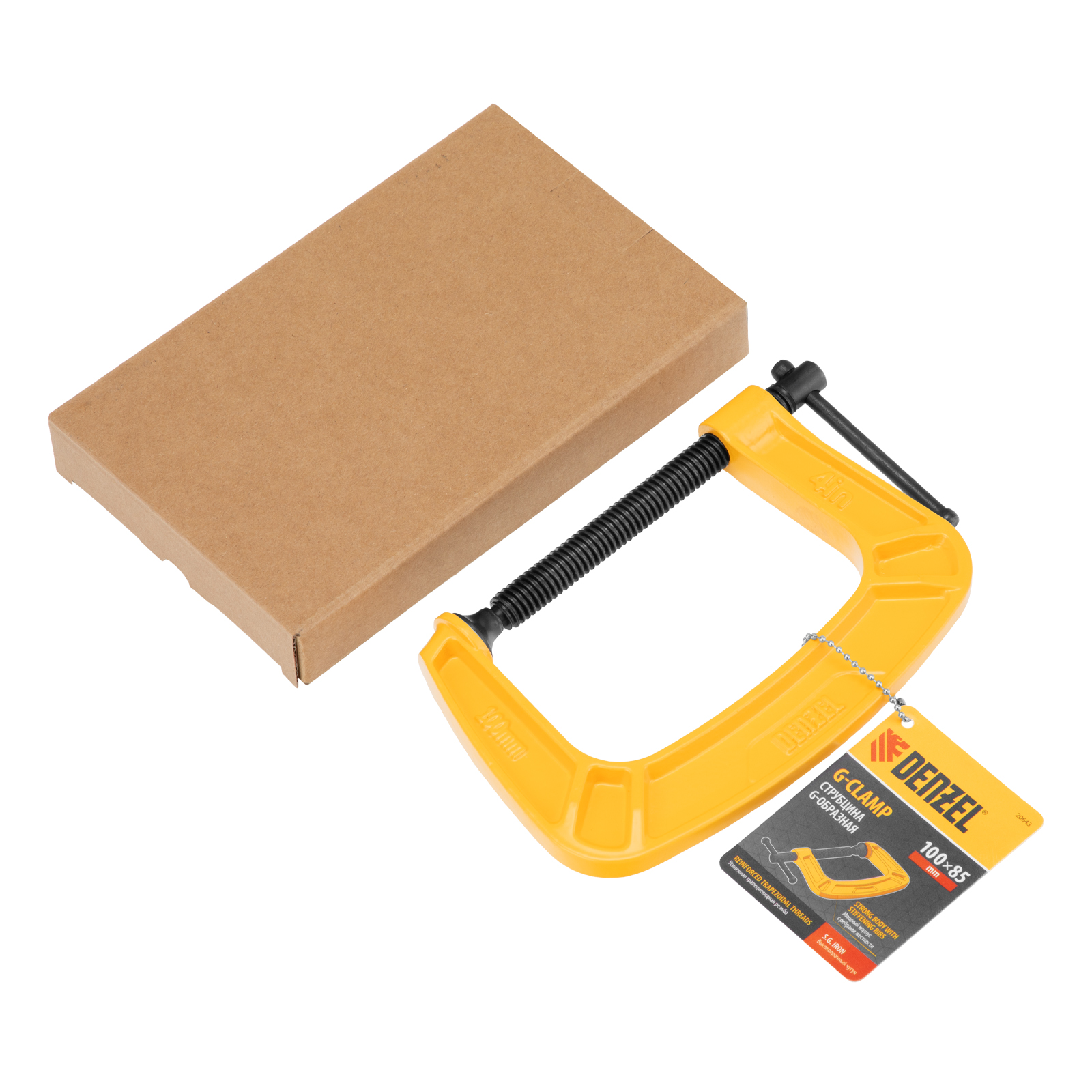 Струбцина G-образная, усиленная, 100 мм Denzel