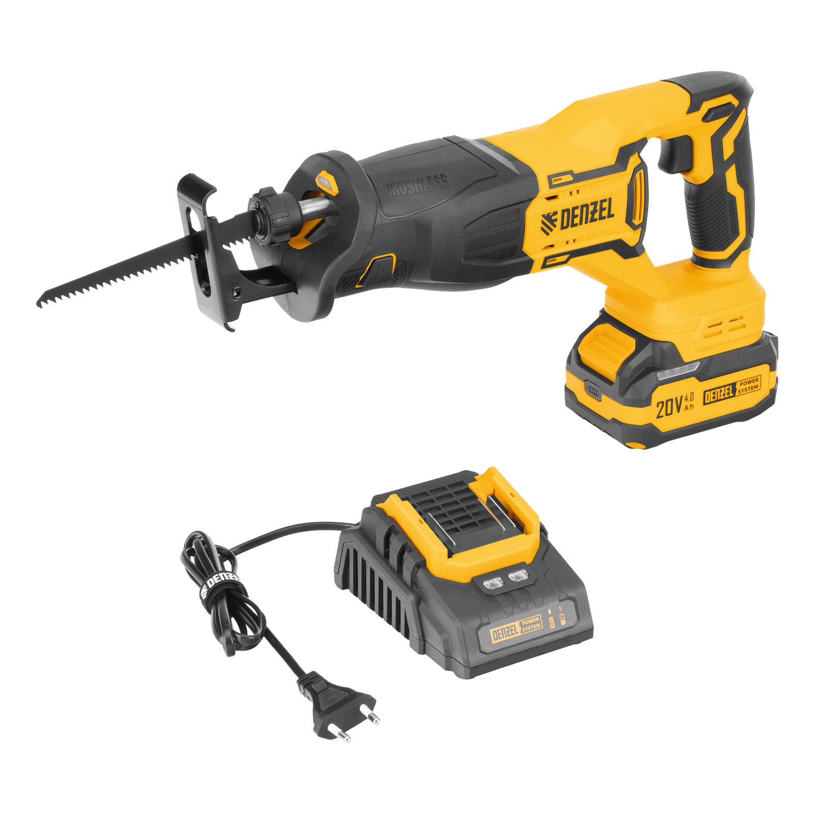 Пила сабельная аккумуляторная бесщет. RS-250, Li-Ion, 20 В Denzel