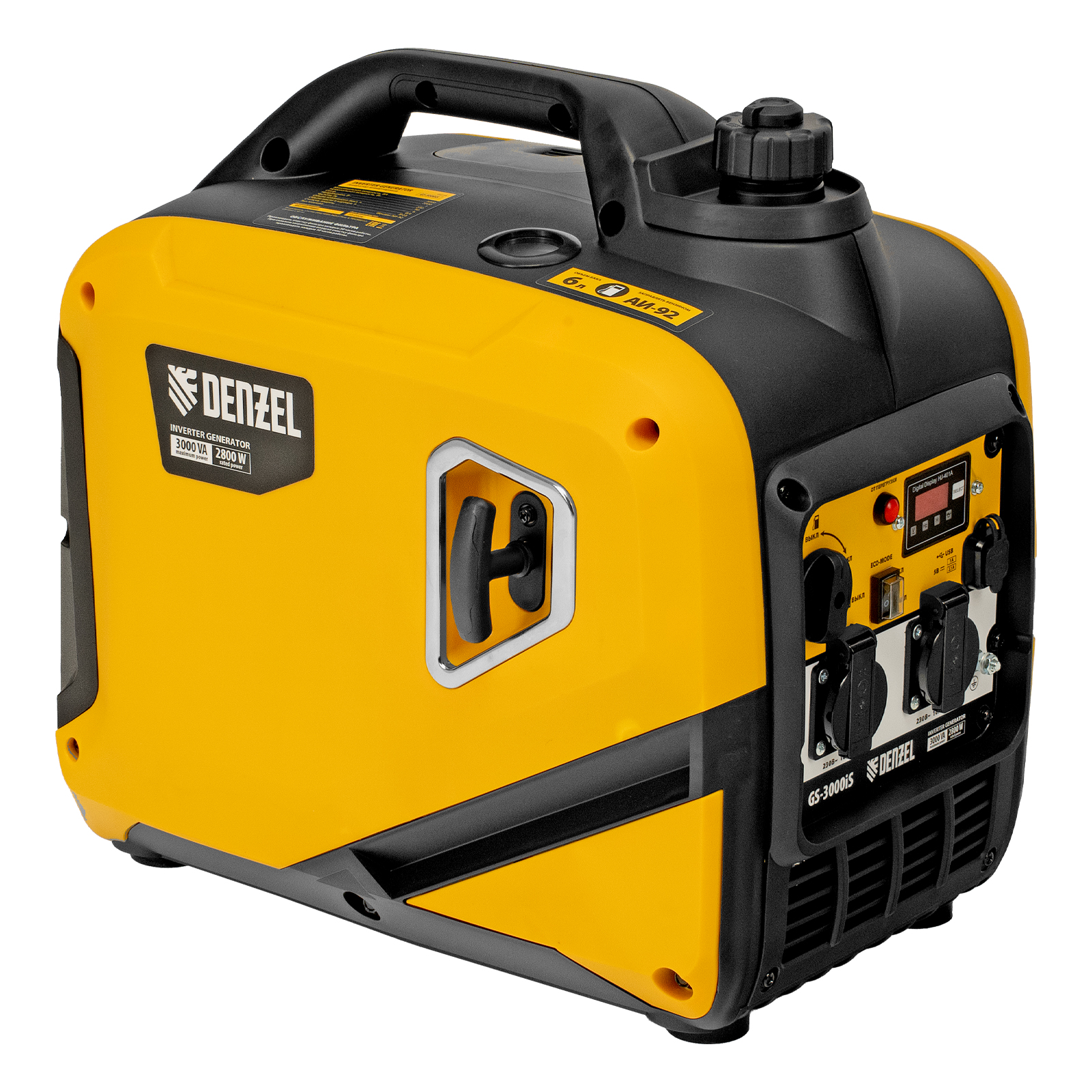 Генератор инверторный GS-3000iS, 3,0 кВт, 230 В, закрытый корпус, ручной старт DENZEL