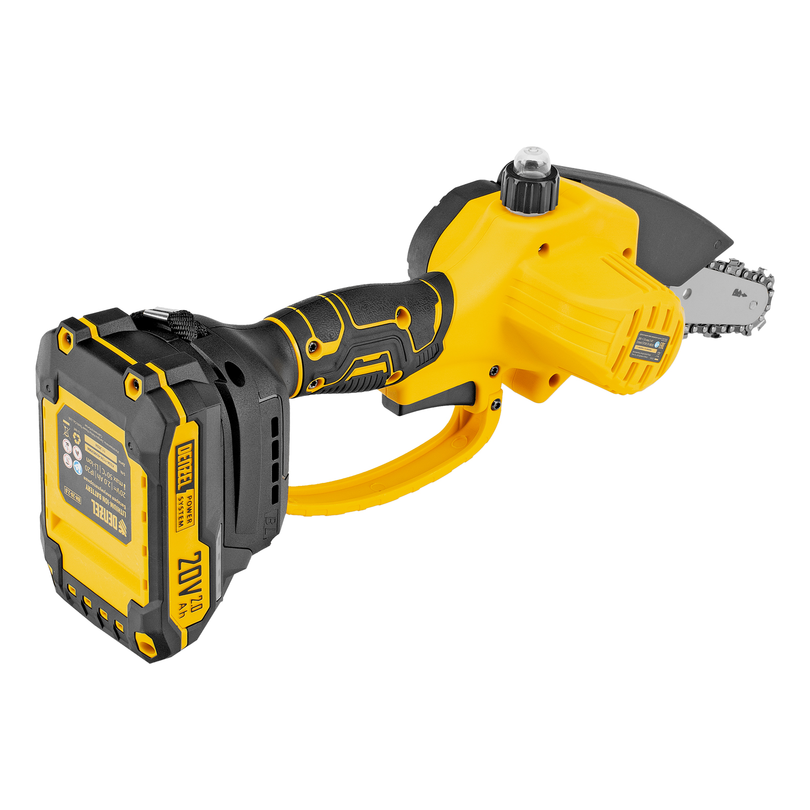 Цепная мини-пила аккумуляторная бесщет., CCS-150, шина 150 мм, Li-Ion, 20 В Denzel