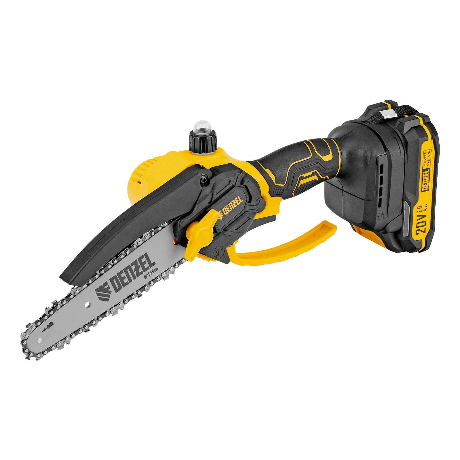 Цепная мини-пила аккумуляторная бесщет., CCS-150, шина 150 мм, Li-Ion, 20 В Denzel